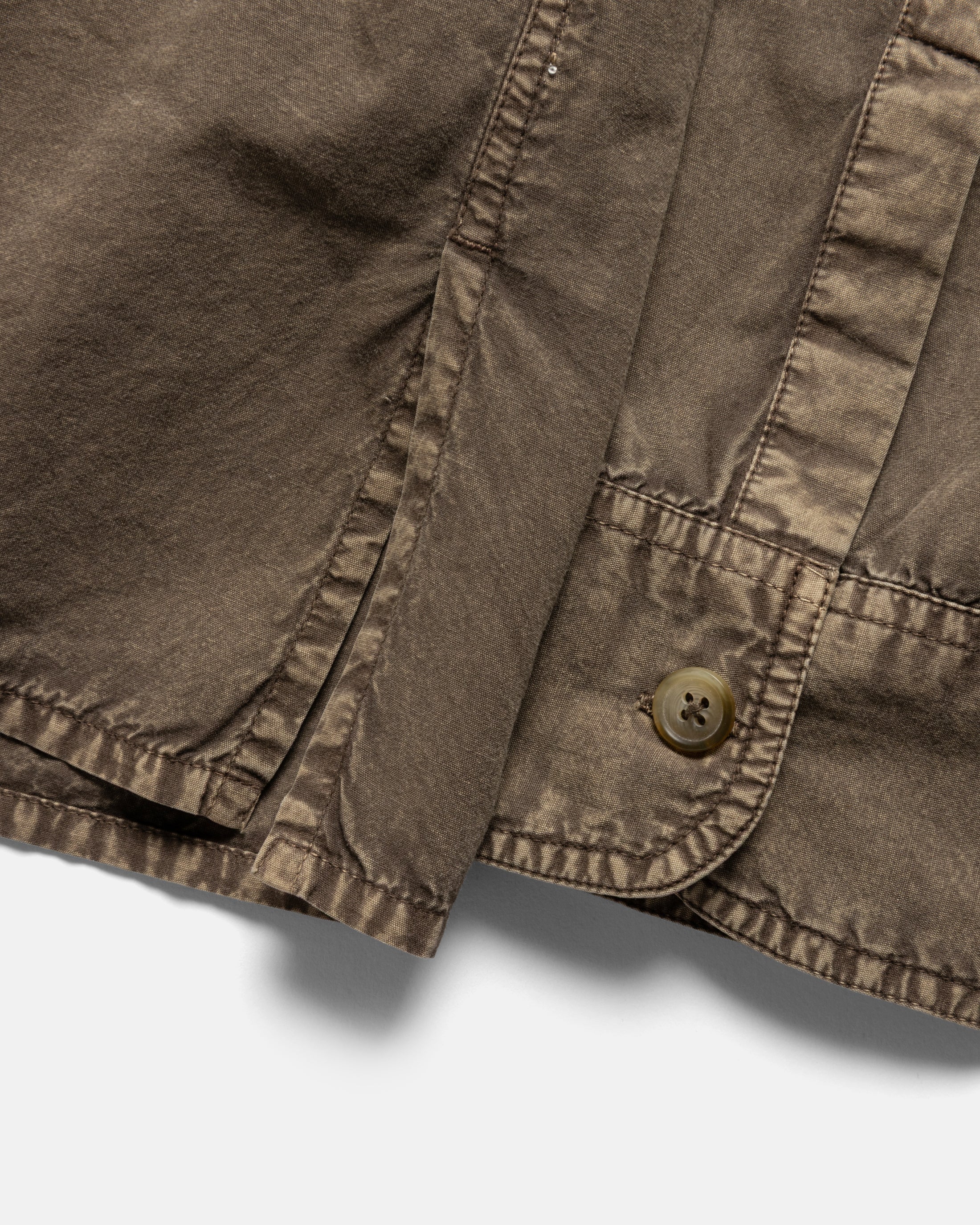 WES STRAIGHT HEM WORK SHIRT - FALCON BROWN PIGMENT DYED POPLIN