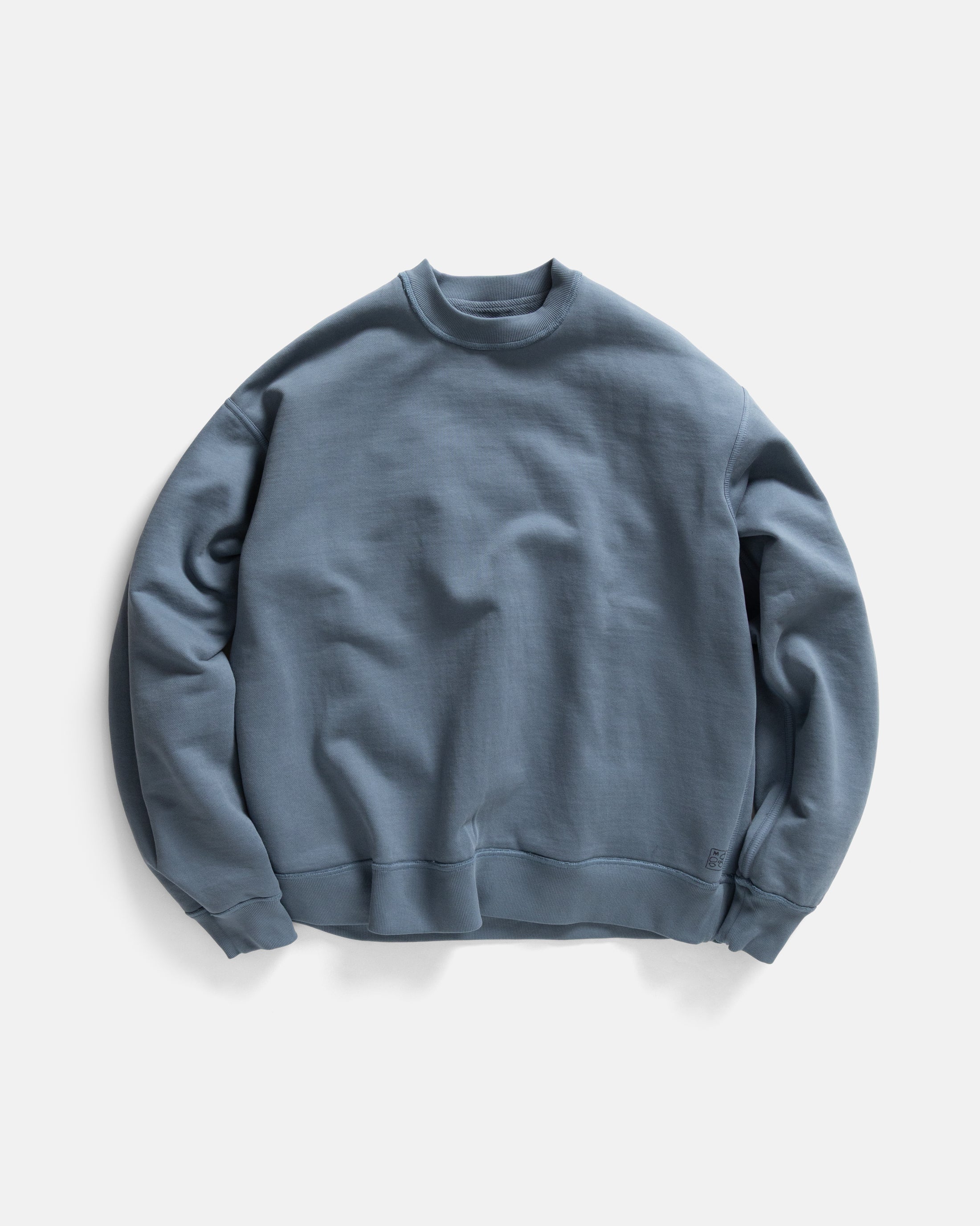REVERSIBLE DJ CREWNECK SWEATSHIRT - BLUE MIRAGE 19oz. ALL COTTON FLEECE