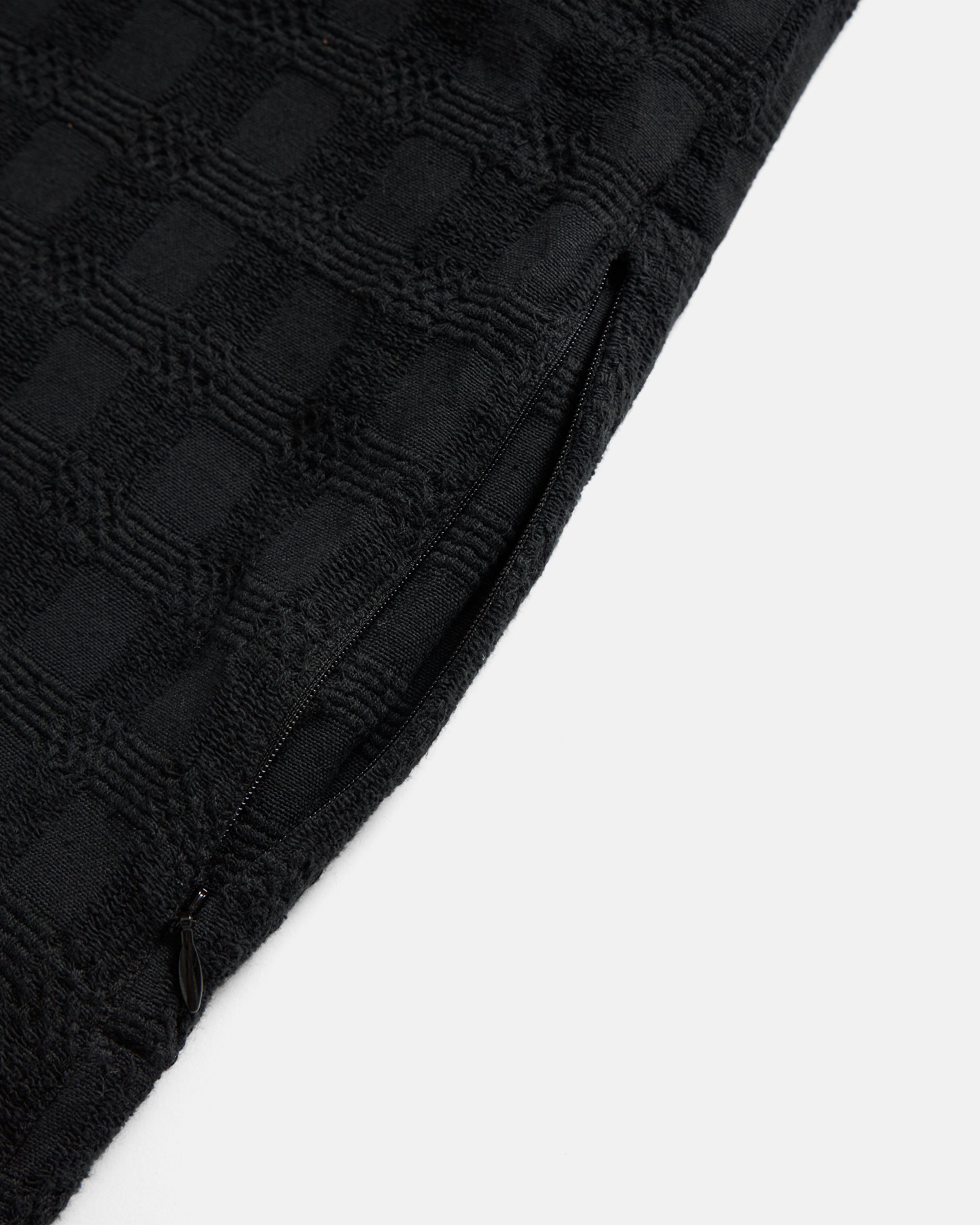 REVERSIBLE SLING BAG - BRICK & INDIGO HANDLOOM "BRICKSTOP" COTTON / WASHED BLACK COTTON 3D HANDWOVEN PLAID