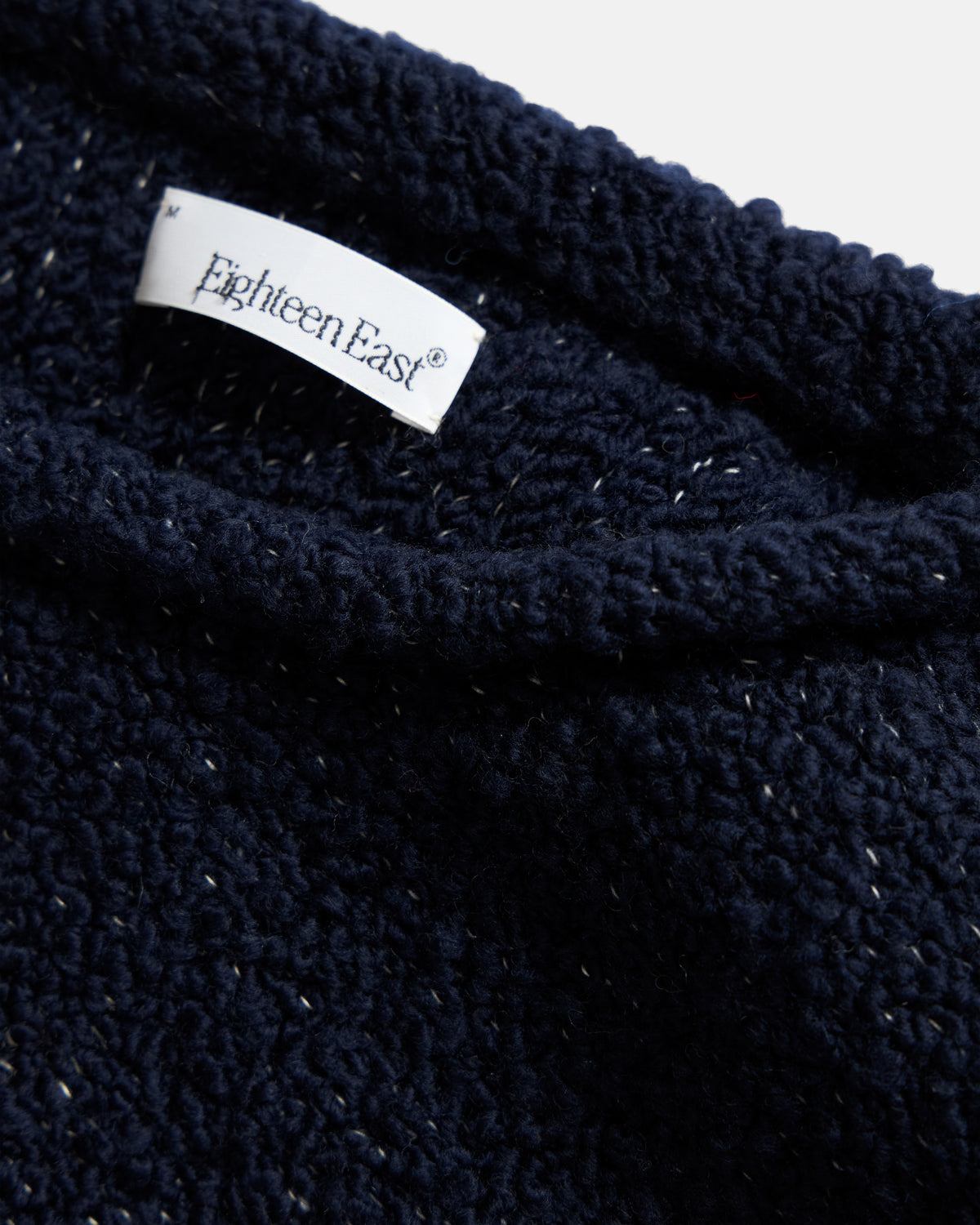 THOM REVERSIBLE ROLLNECK SWEATER -  NAVY HANDLOOM TWISTED MERINO BOUCLE