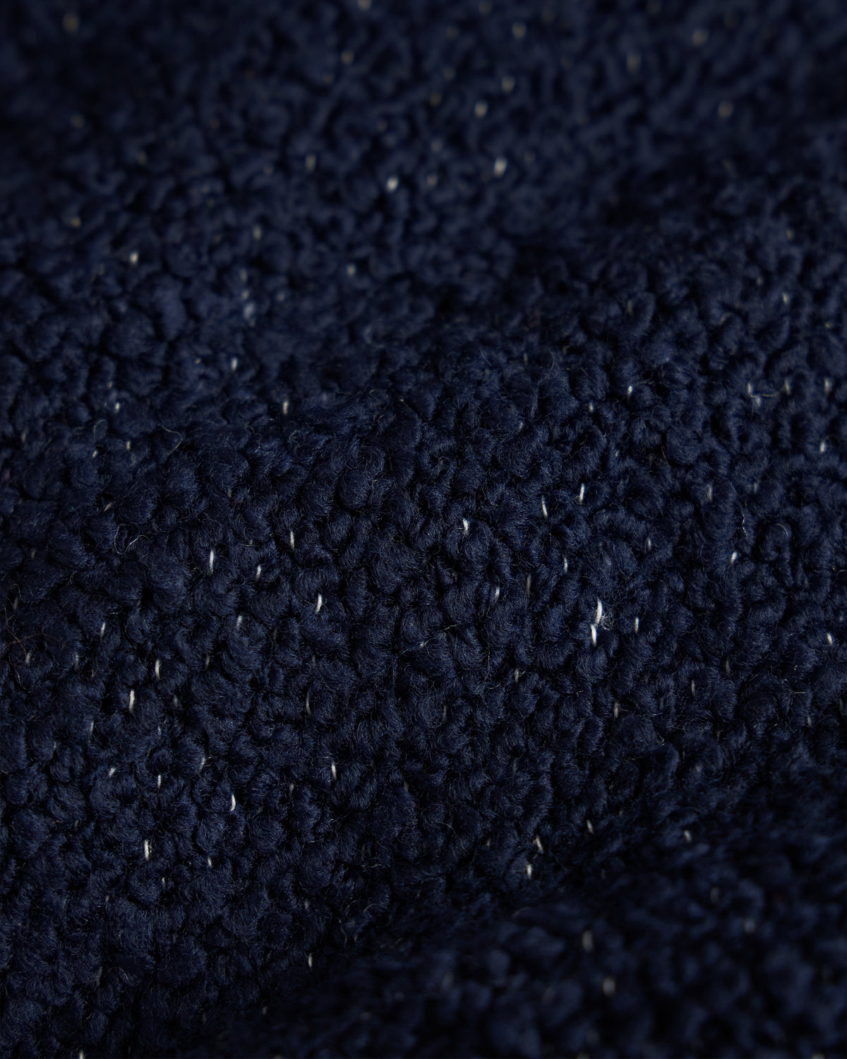 THOM REVERSIBLE ROLLNECK SWEATER -  NAVY HANDLOOM TWISTED MERINO BOUCLE