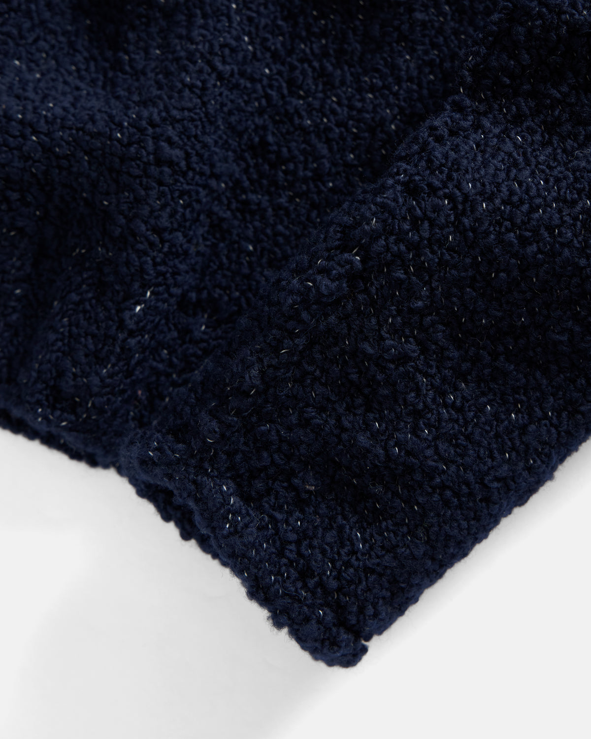 THOM REVERSIBLE ROLLNECK SWEATER -  NAVY HANDLOOM TWISTED MERINO BOUCLE