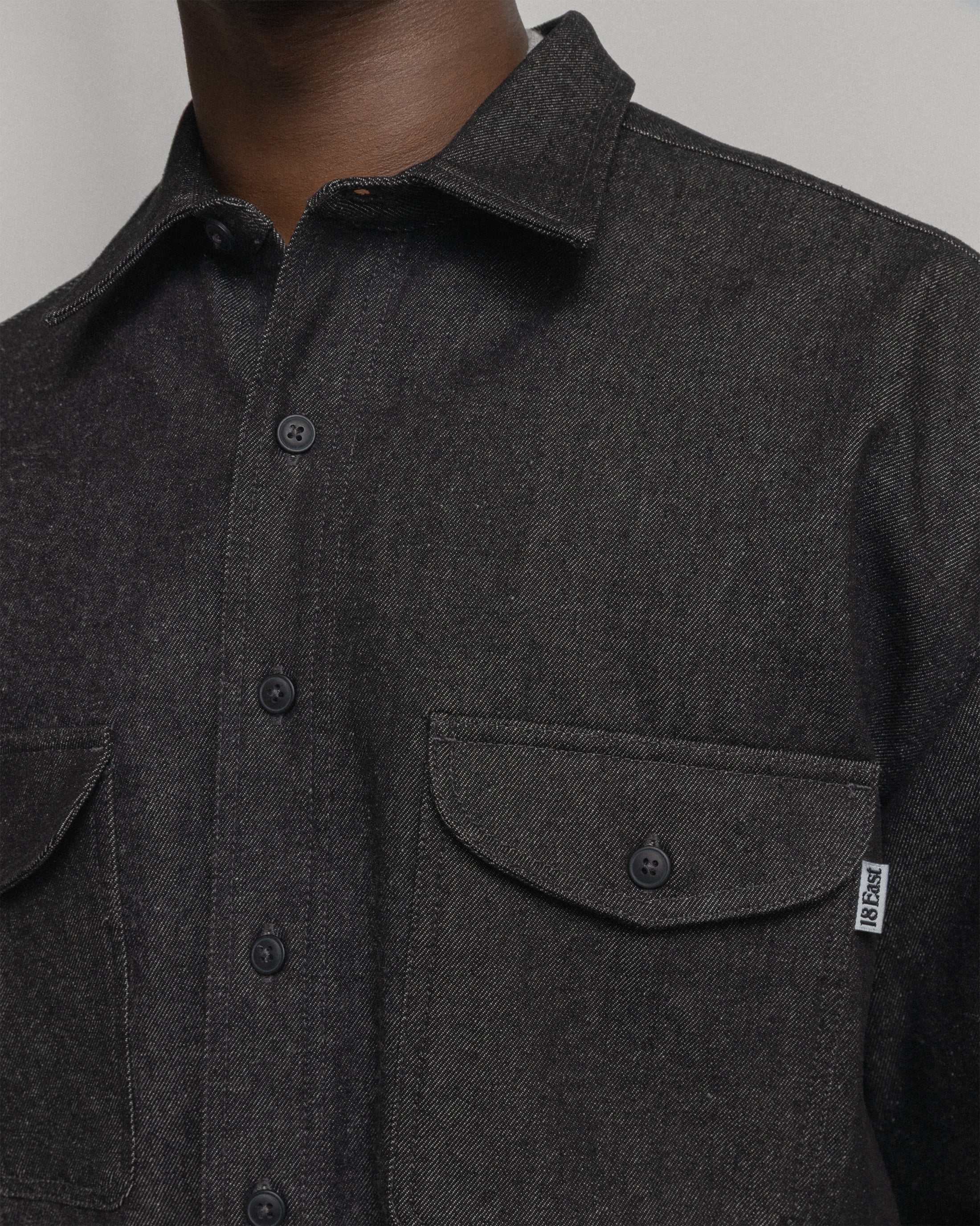 ROOMET WORK SHIRT - BLACK 13oz INDIAN RAW DENIM