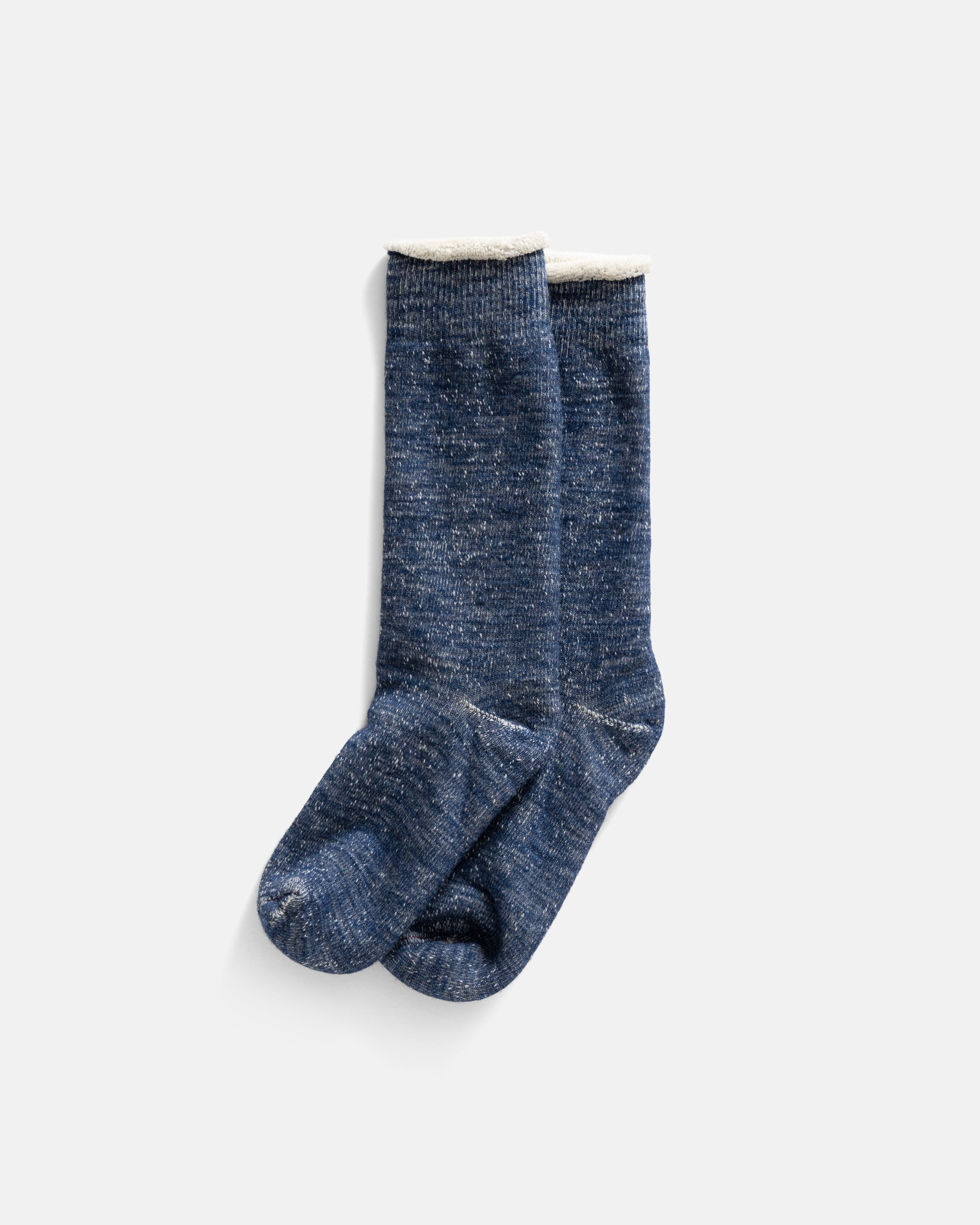 ROTOTO DOUBLE FACE CREW SOCKS - DEEP OCEAN HEATHER