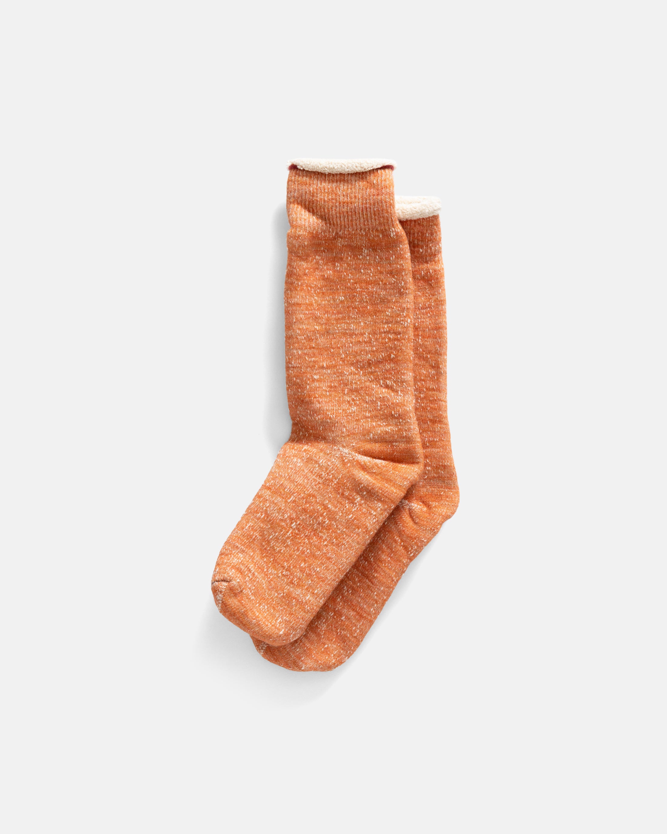 ROTOTO DOUBLE FACE CREW SOCKS - ORANGE HEATHER