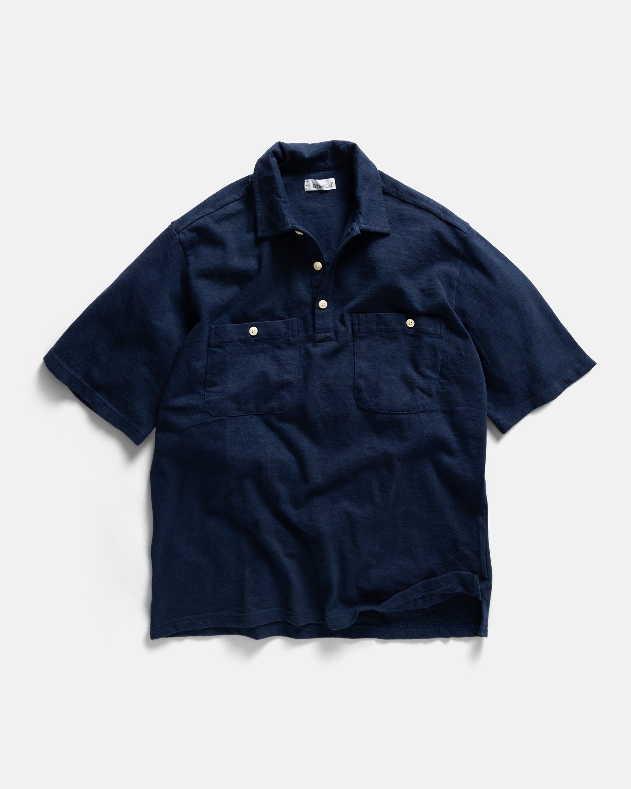 S/S OLIVER POLO - NAVY 9.2 oz SLUB COTTON JERSEY