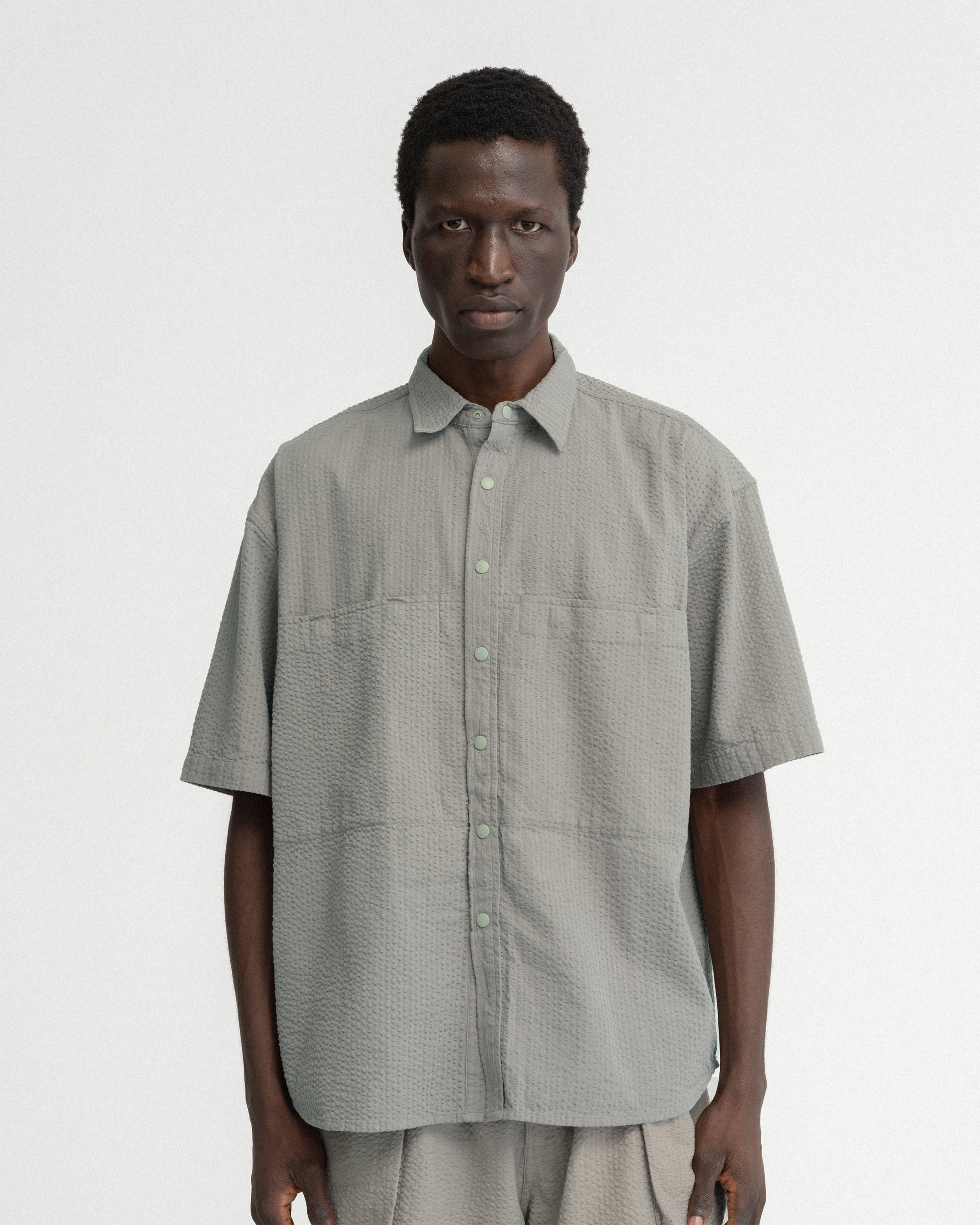 SS EASY WORK SHIRT -TONAL LUNAR ROCK COTTON SEERSUCKER – 18 East