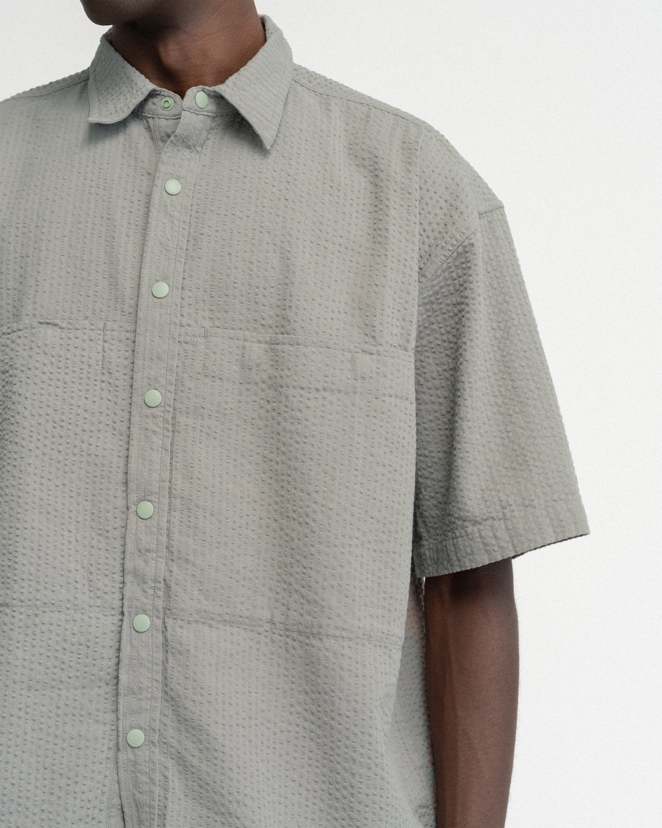 SS EASY WORK SHIRT -TONAL LUNAR ROCK COTTON SEERSUCKER