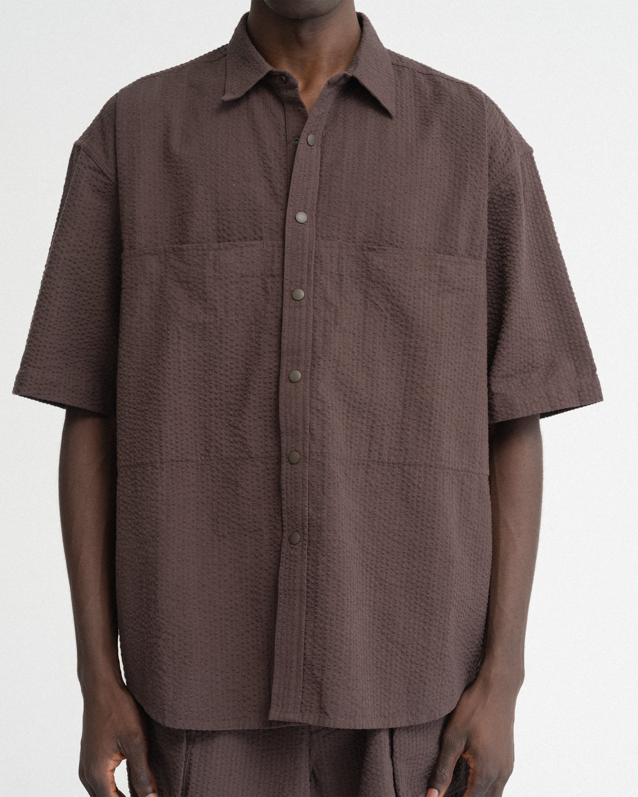 SS EASY WORK SHIRT - TONAL FONDENTE COTTON SEERSUCKER