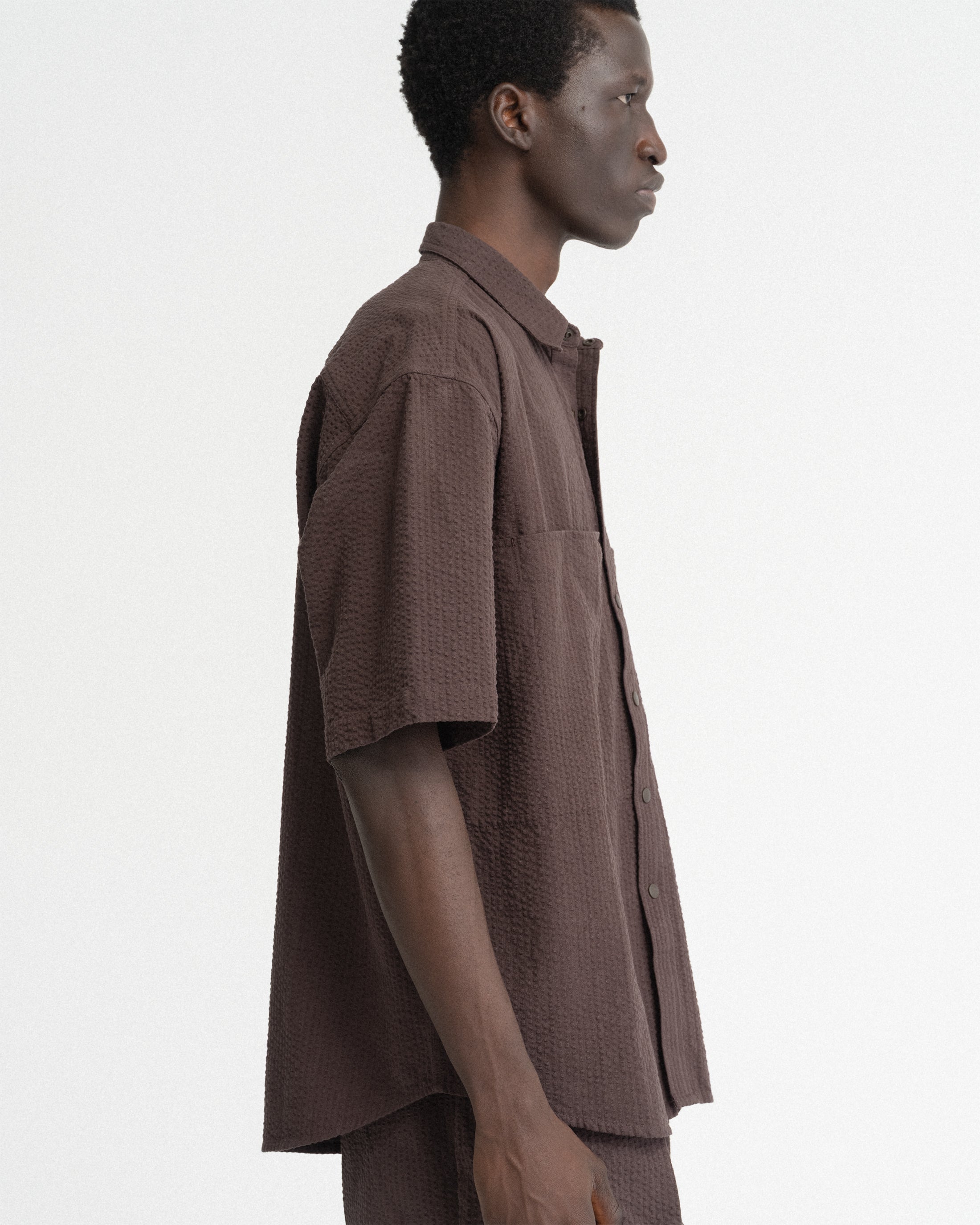 SS EASY WORK SHIRT - TONAL FONDENTE COTTON SEERSUCKER