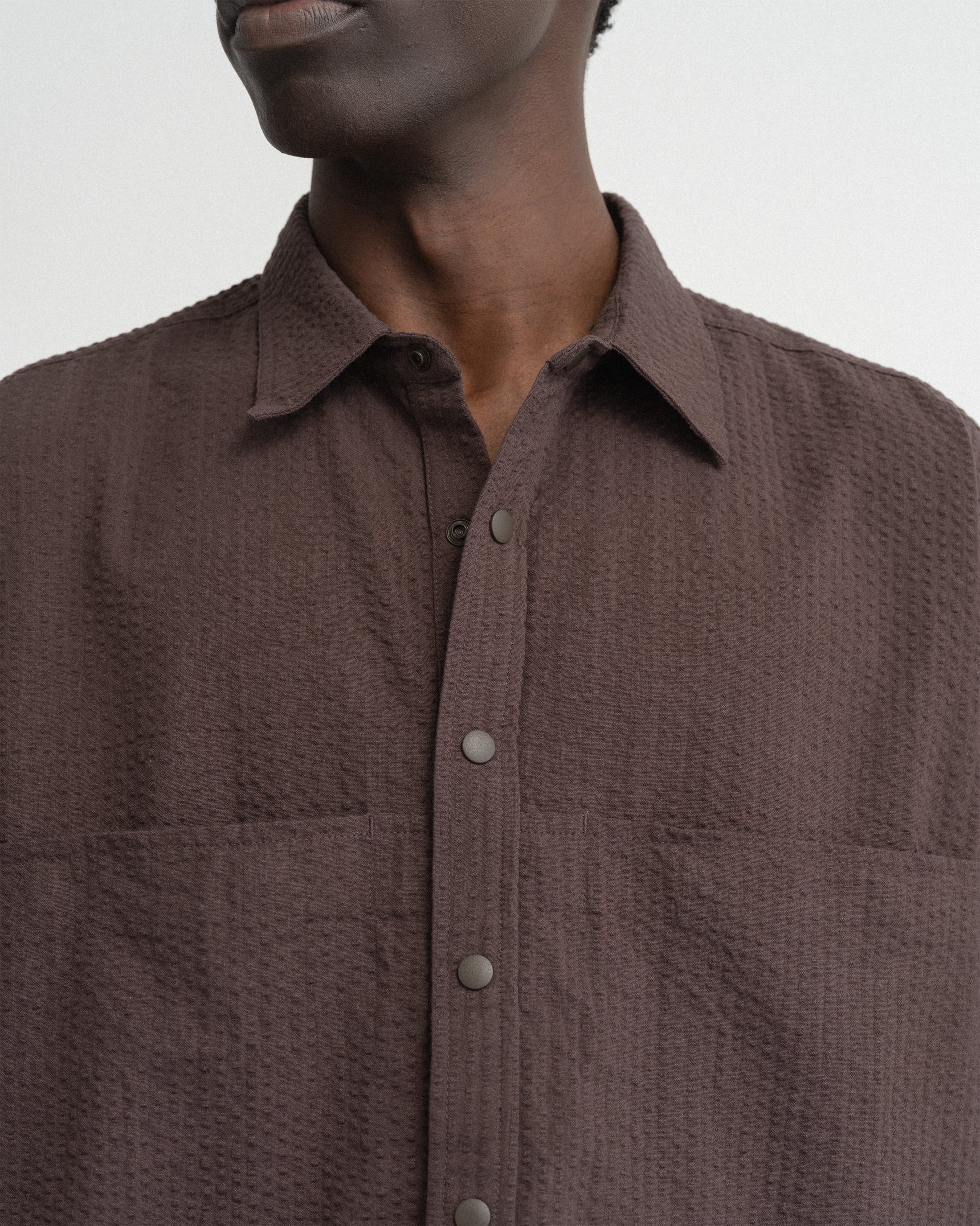 SS EASY WORK SHIRT - TONAL FONDENTE COTTON SEERSUCKER