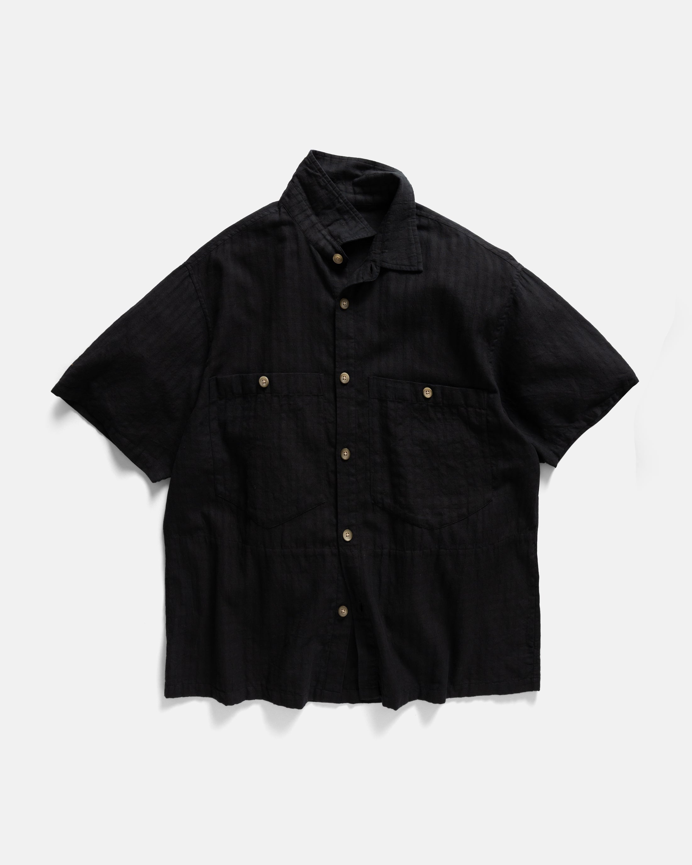 S/S GALE BOX SHIRT - TONAL BLACK COTTON GINGHAM