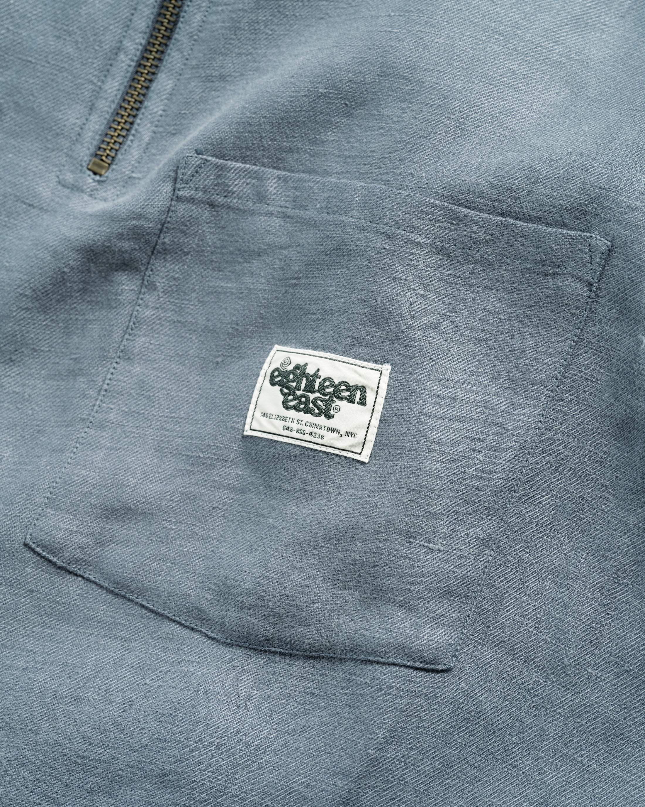 SS HOLLOW SHIRT - CHAMBRAY BLUE LINEN TWILL