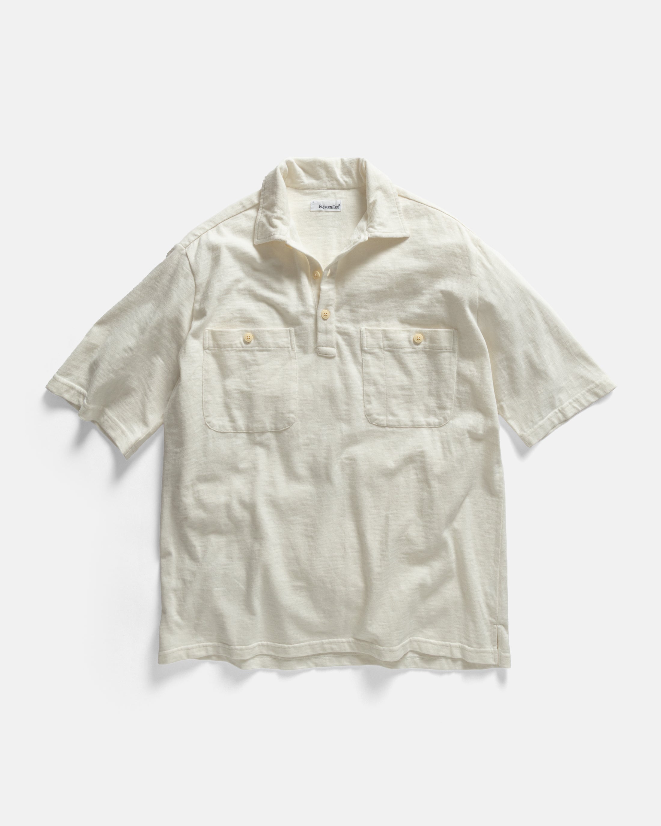 S/S OLIVER POLO - WHITE 9.2 oz SLUB COTTON JERSEY