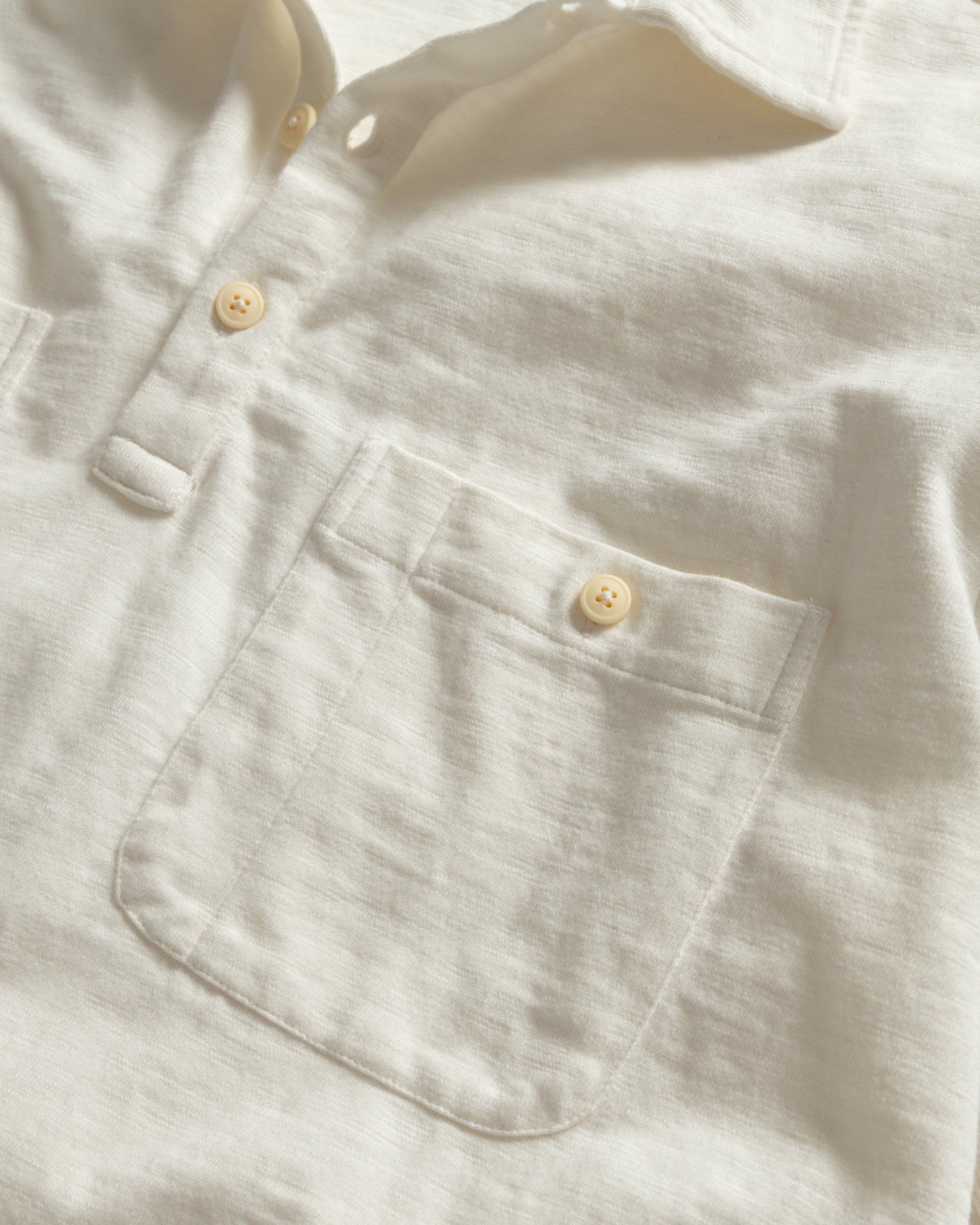 S/S OLIVER POLO - WHITE 9.2 oz SLUB COTTON JERSEY