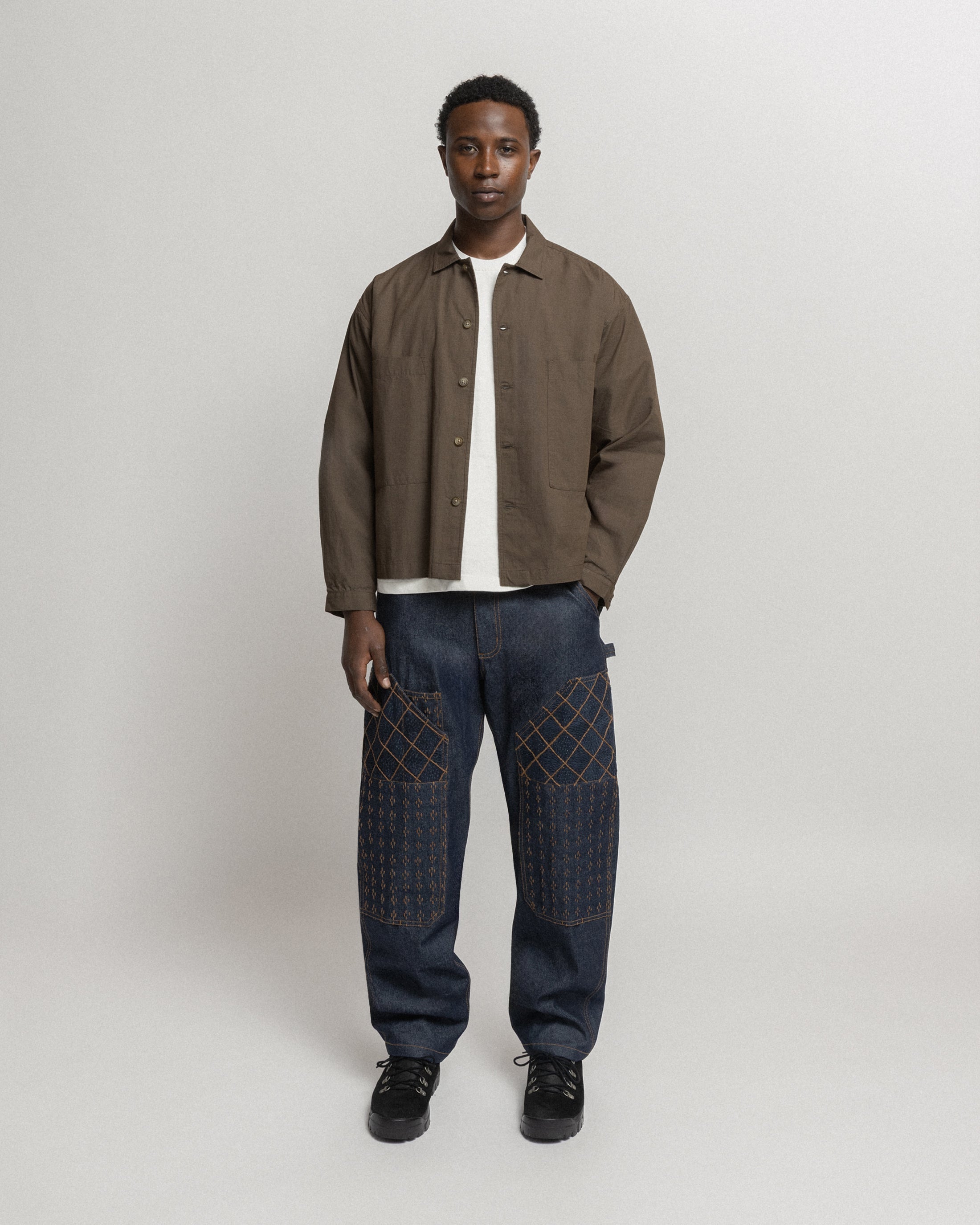 SAM SHIRT JACKET - CHOCOLATE COTTON MICRO RIPSTOP