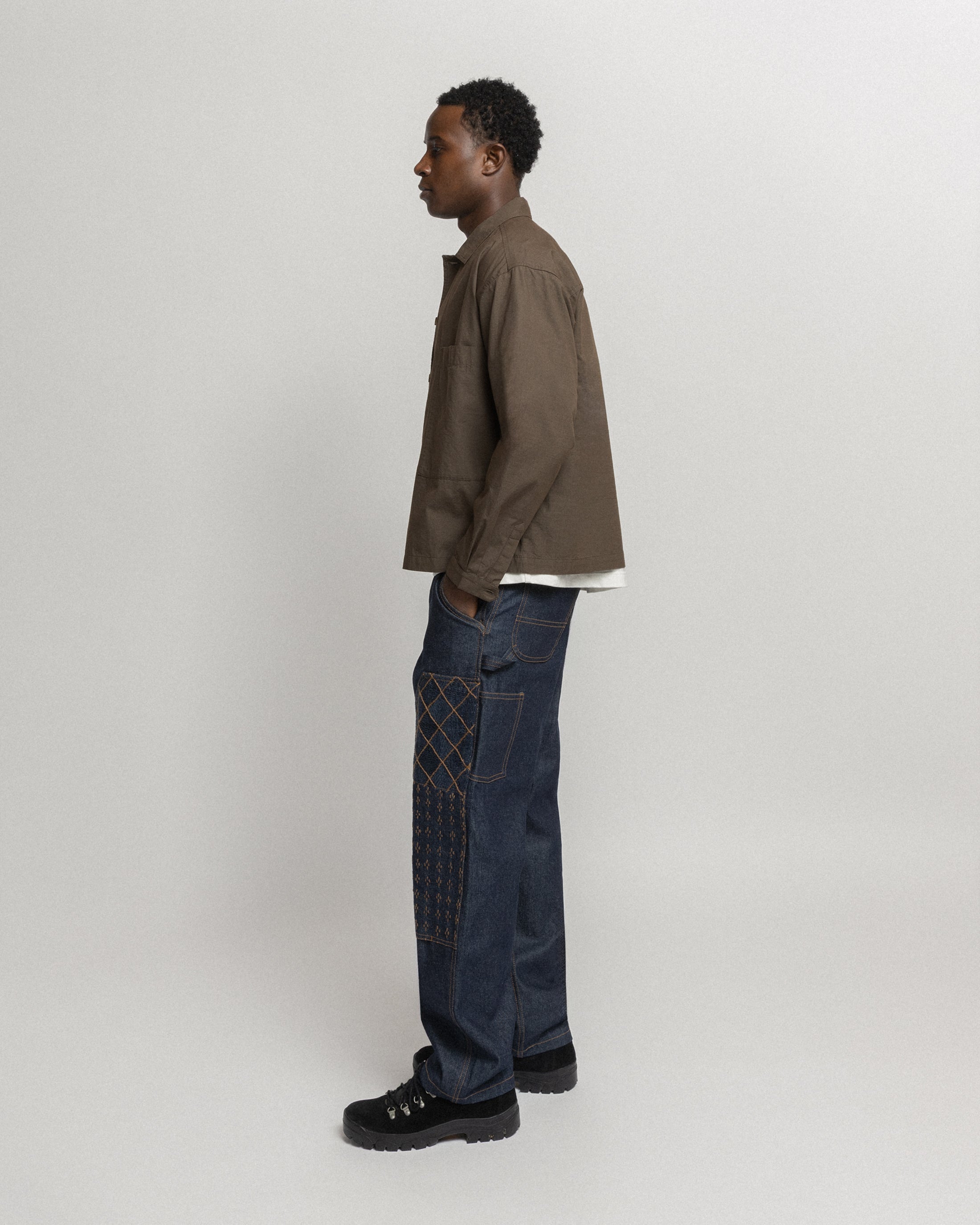 SAM SHIRT JACKET - CHOCOLATE COTTON MICRO RIPSTOP