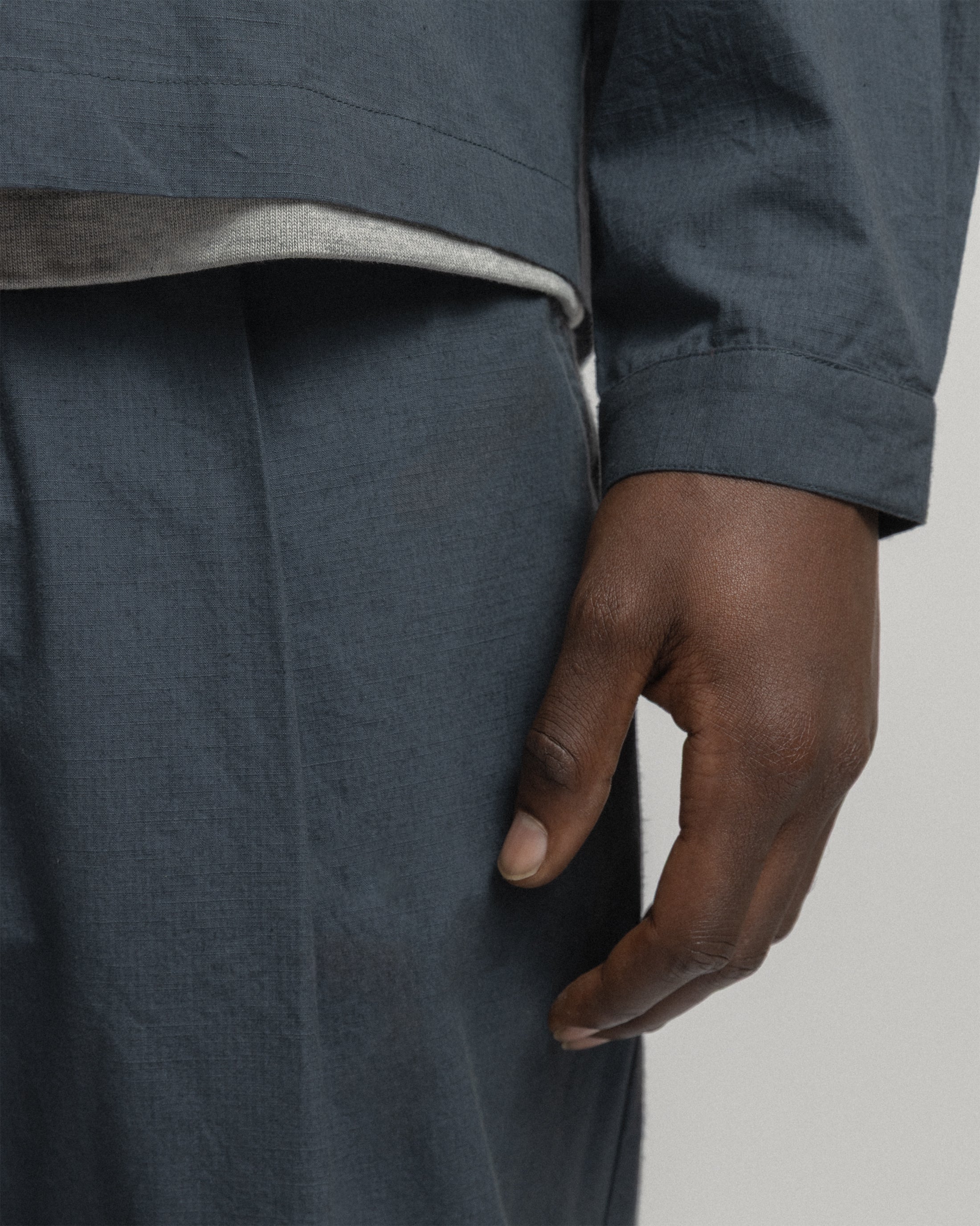 JIAN SINGLE PLEAT PANT - WASHED SLATE COTTON MICRO RIPSTOP