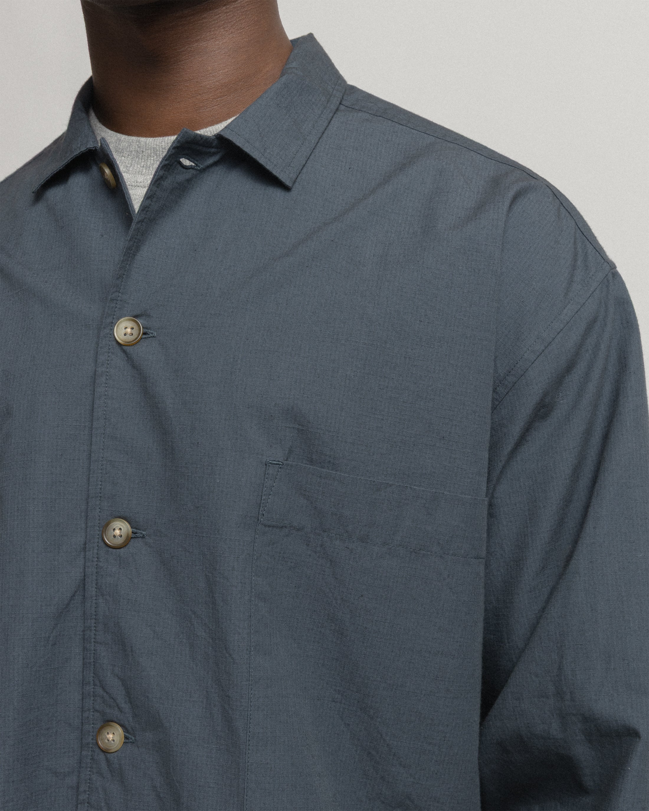 SAM SHIRT JACKET - WASHED SLATE COTTON MICRO RIPSTOP