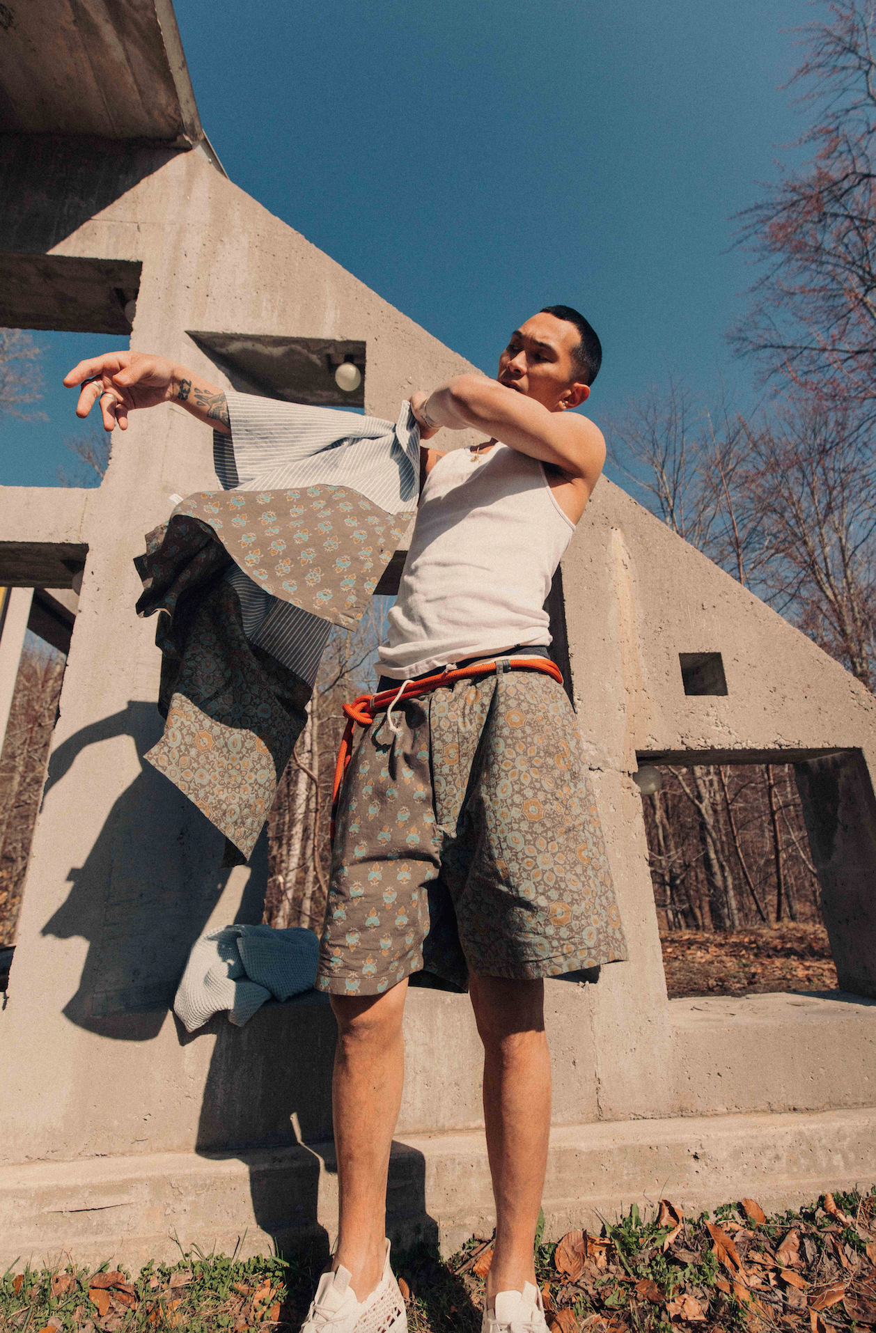 SHELTER CAMP SHORT - SILT / INDIGO / TURMERIC BAGRU BLOCK PRINTED COTTON
