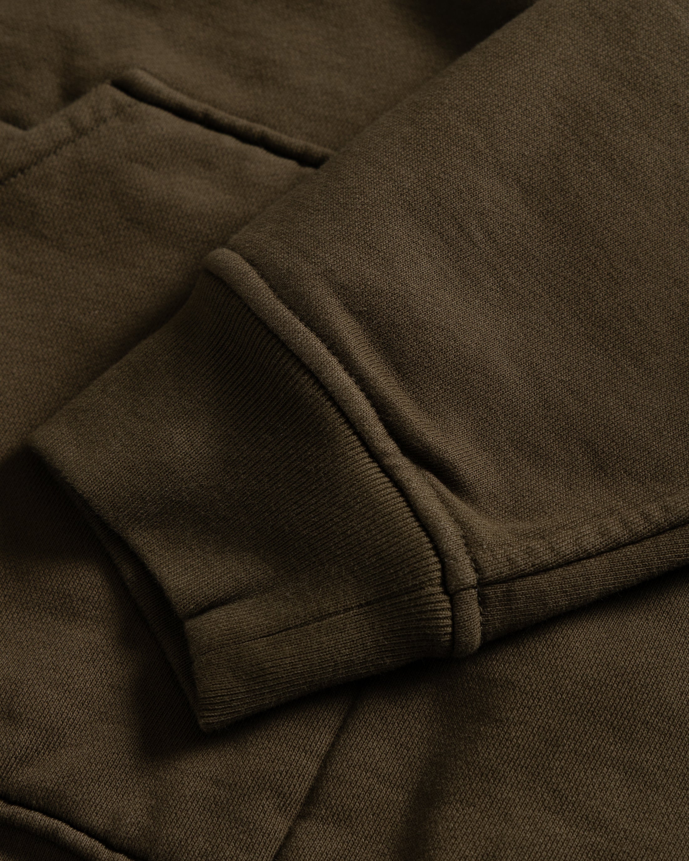 SIMMONS REVERSIBLE HALF-ZIP HOODED SWEATSHIRT - DEEP ARMY ALL COTTON LOOPBACK TERRY FLEECE