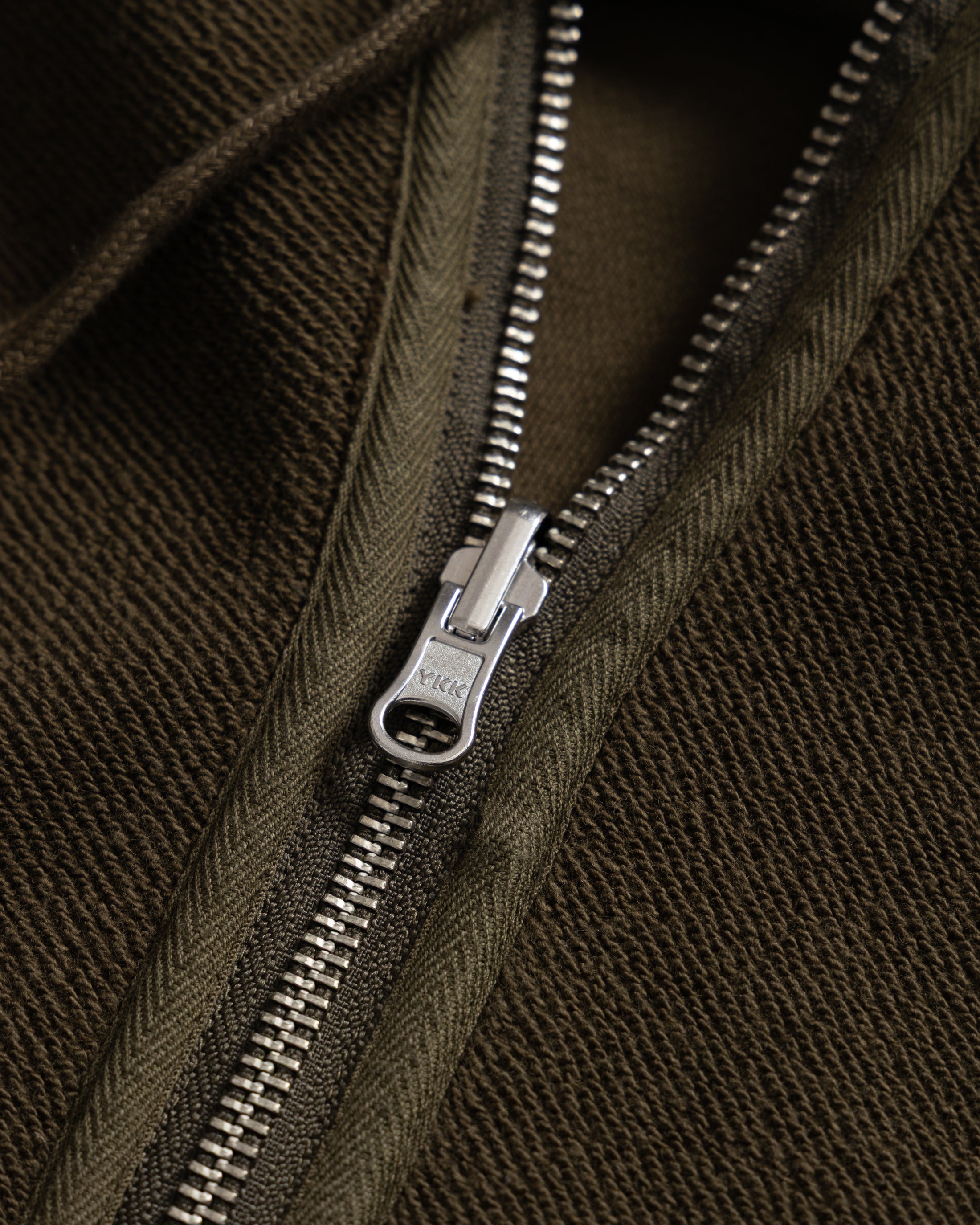 SIMMONS REVERSIBLE HALF-ZIP HOODED SWEATSHIRT - DEEP ARMY ALL COTTON LOOPBACK TERRY FLEECE