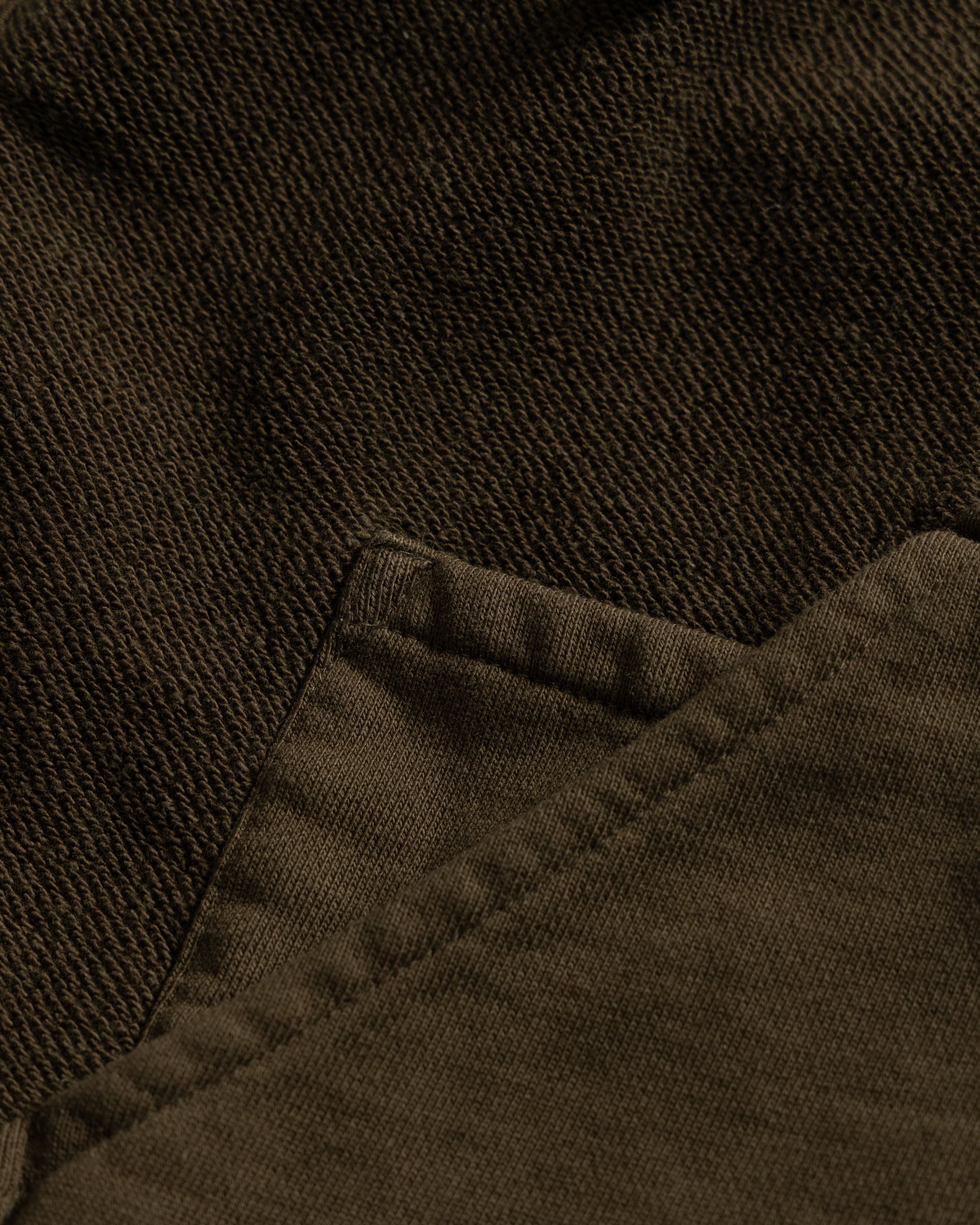 SIMMONS REVERSIBLE HALF-ZIP HOODED SWEATSHIRT - DEEP ARMY ALL COTTON LOOPBACK TERRY FLEECE