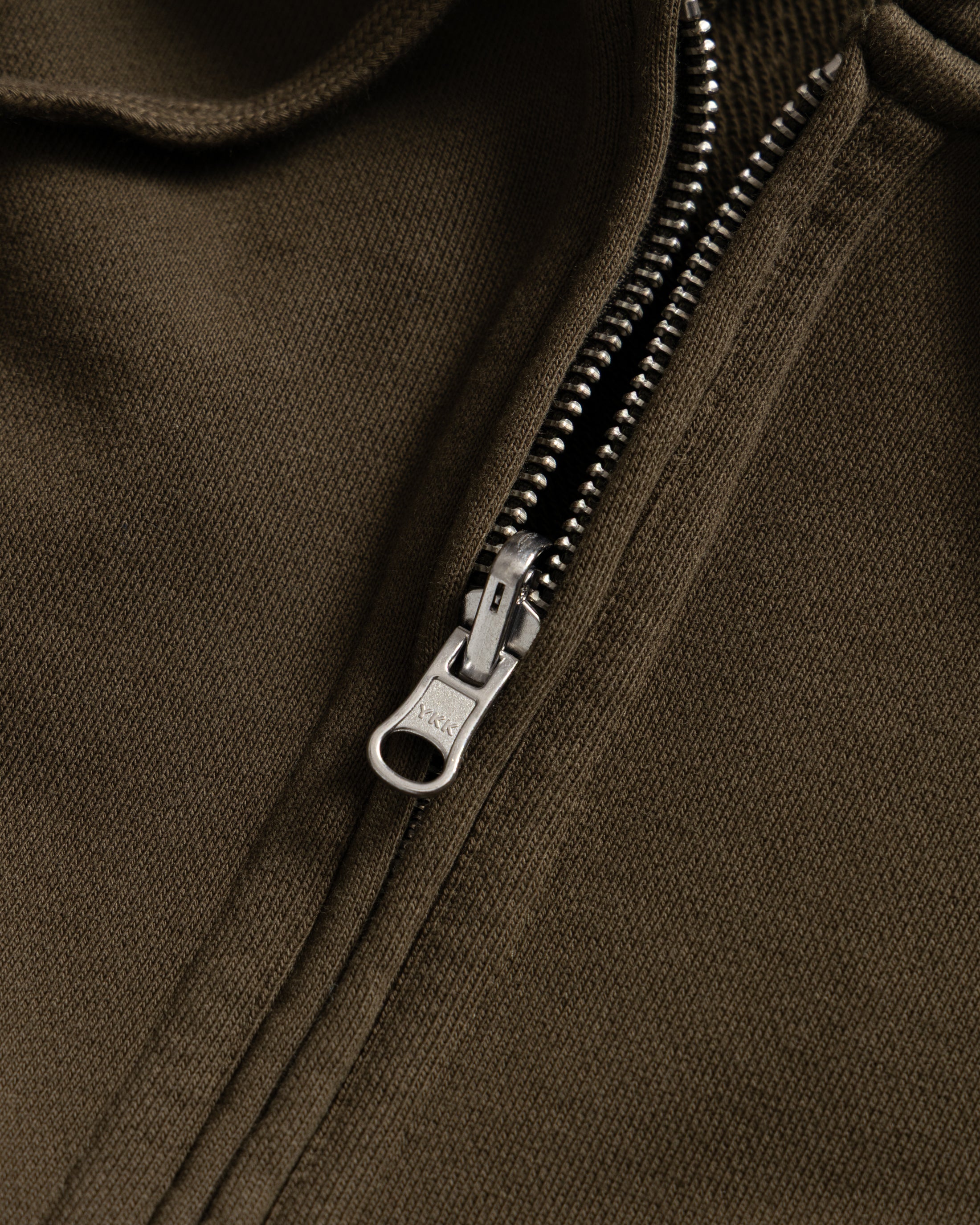 SIMMONS REVERSIBLE HALF-ZIP HOODED SWEATSHIRT - DEEP ARMY ALL COTTON LOOPBACK TERRY FLEECE