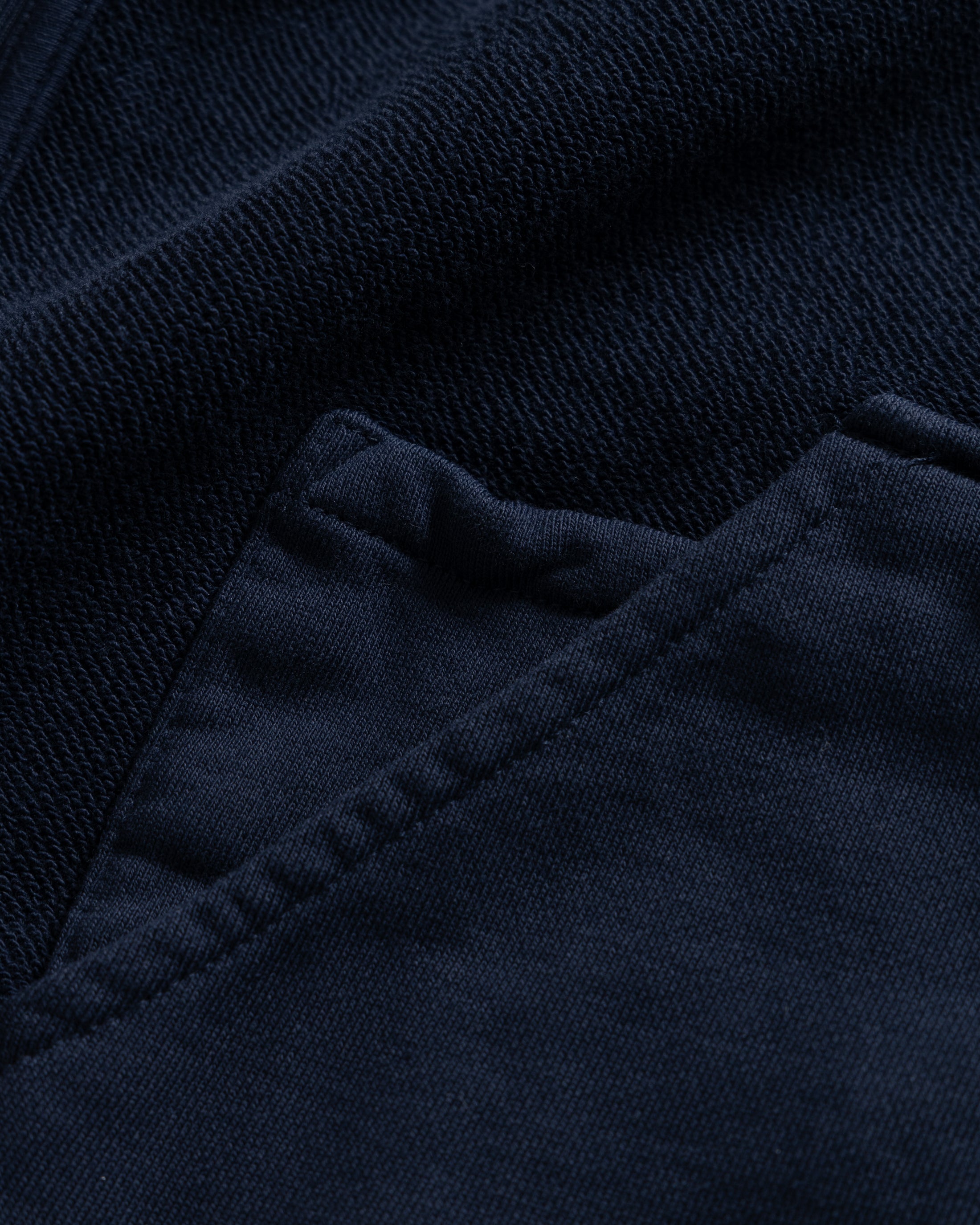 SIMMONS REVERSIBLE HALF-ZIP HOODED SWEATSHIRT - NAVY ALL COTTON LOOPBACK TERRY FLEECE