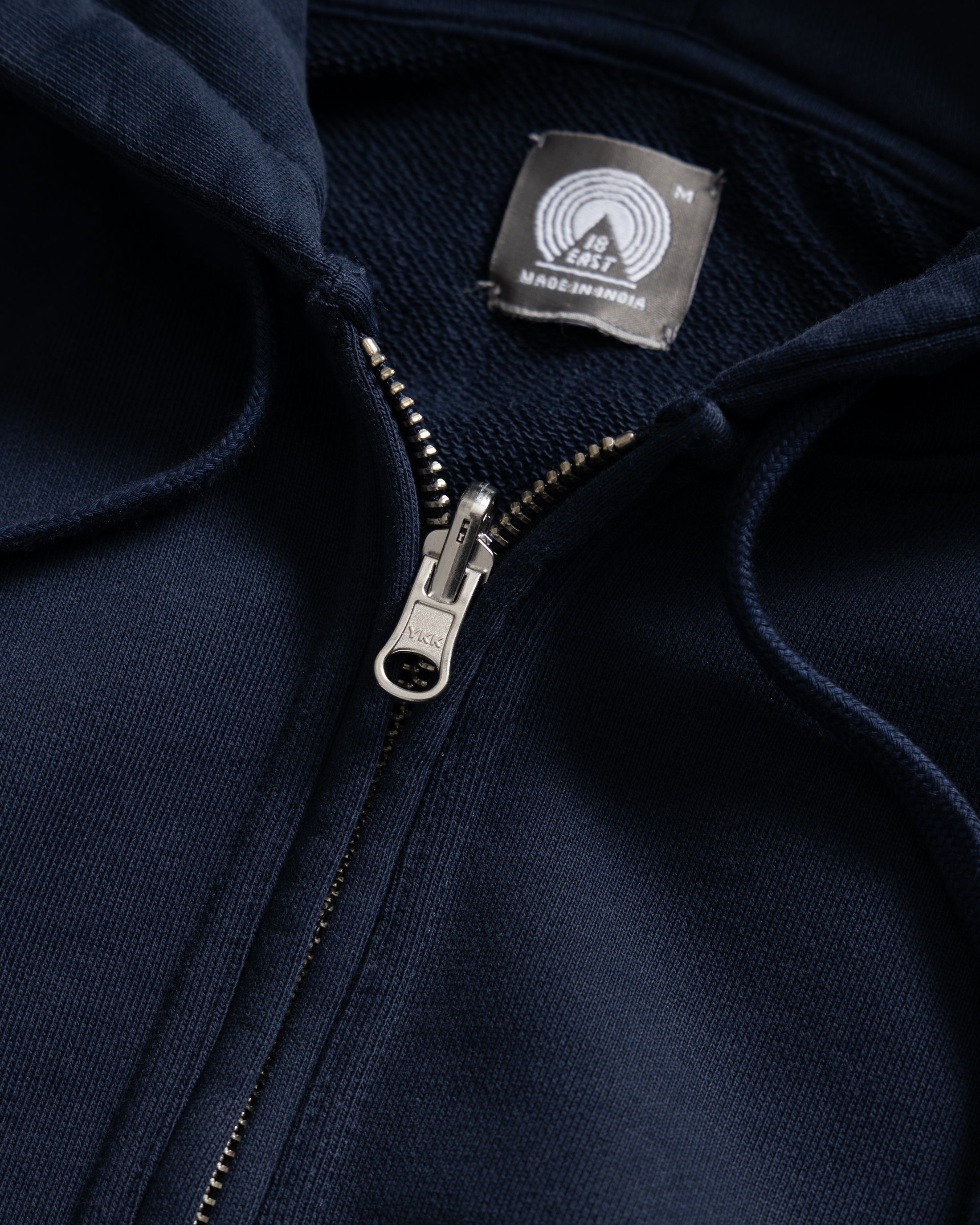 SIMMONS REVERSIBLE HALF-ZIP HOODED SWEATSHIRT - NAVY ALL COTTON LOOPBACK TERRY FLEECE
