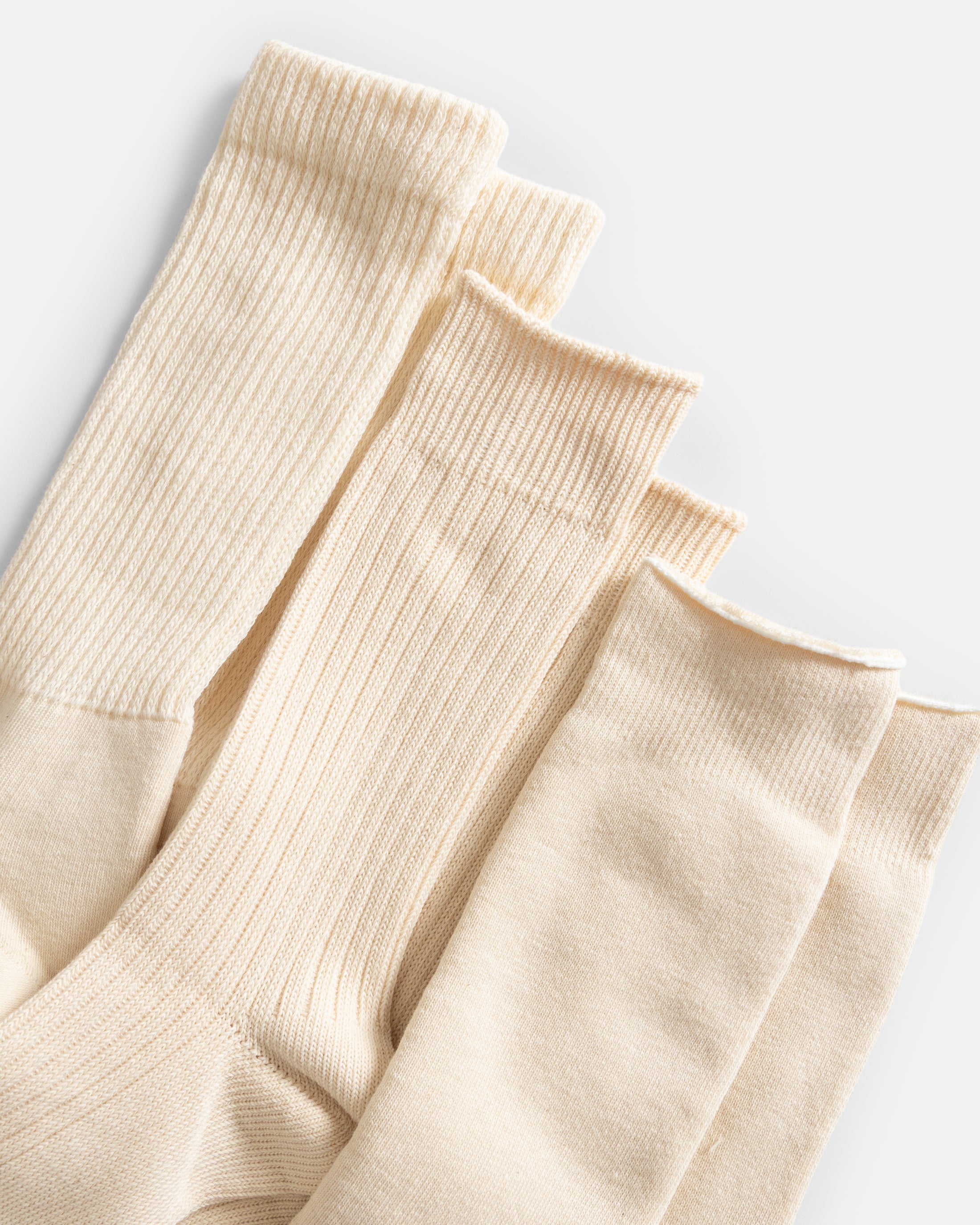 ROTOTO ORGANIC DAILY 3 PACK CREW SOCKS - ECRU