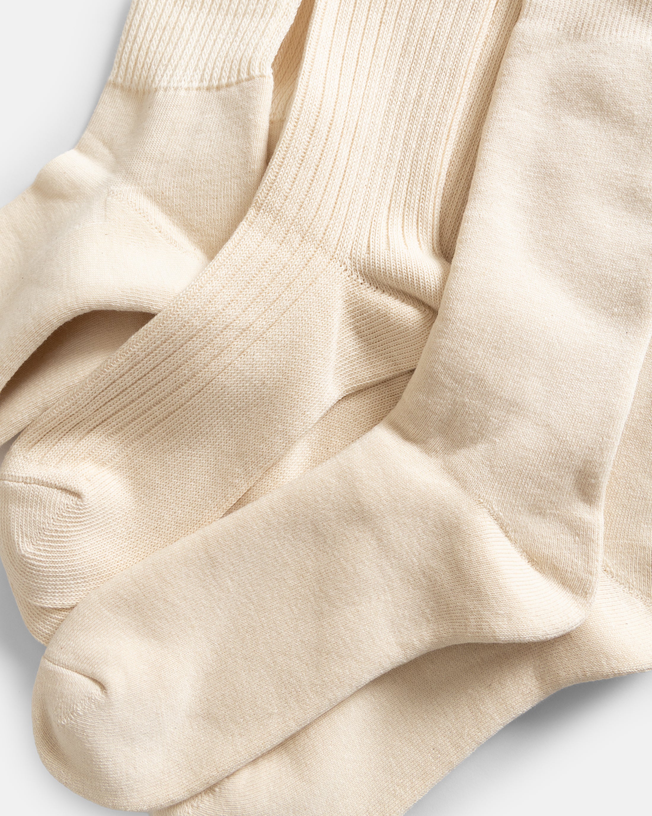 ROTOTO ORGANIC DAILY 3 PACK CREW SOCKS - ECRU