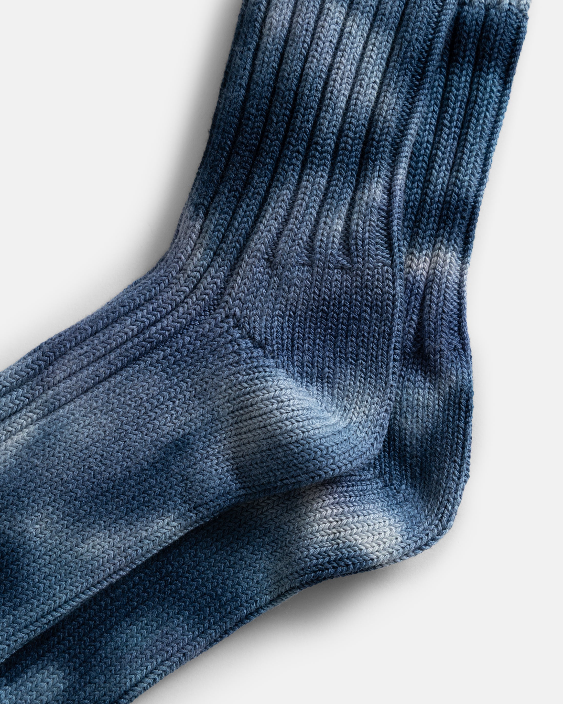ROTOTO CHUNKY RIBBED CREW SOCKS ”TIE DYE” - NAVY / BLUE