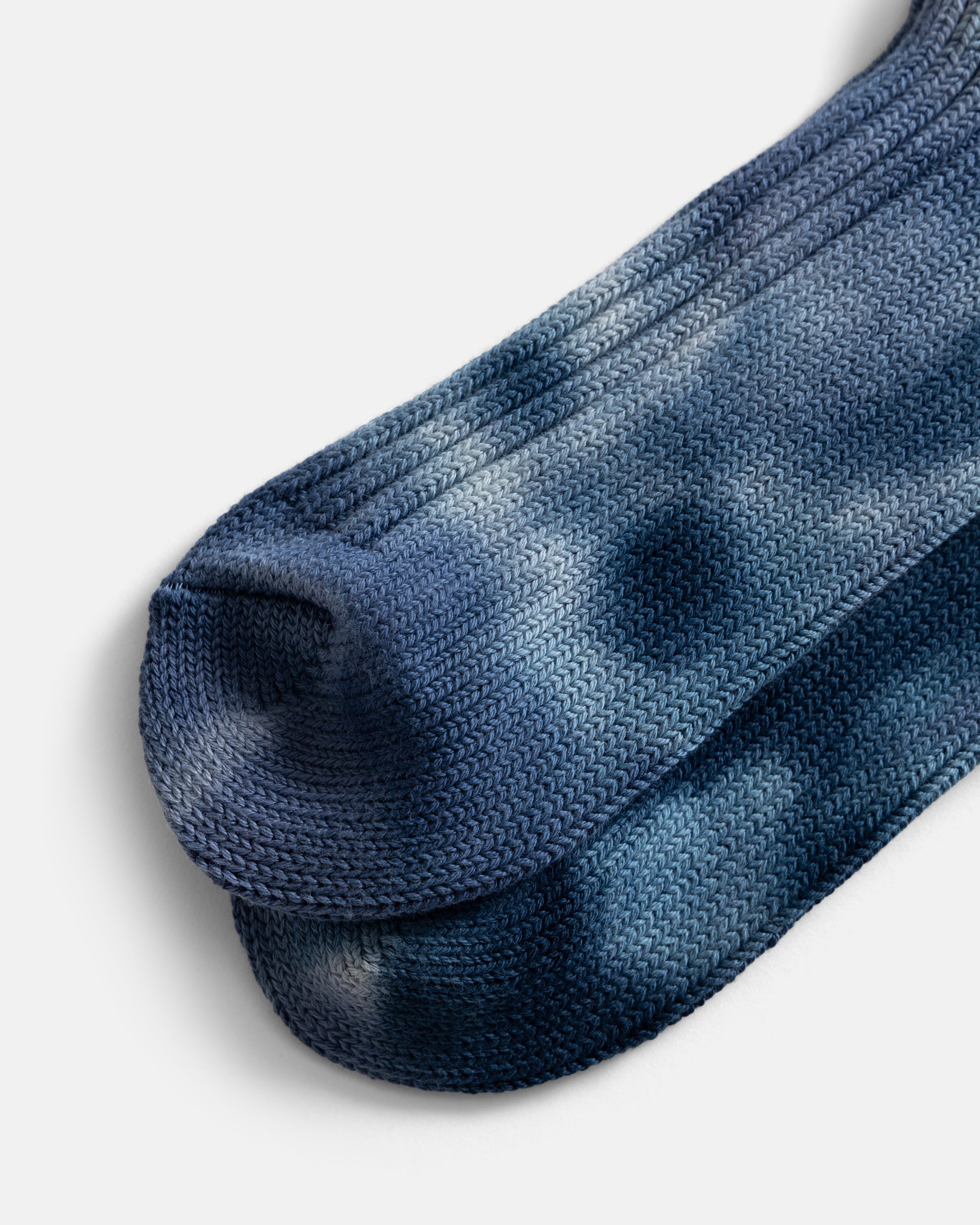 ROTOTO CHUNKY RIBBED CREW SOCKS ”TIE DYE” - NAVY / BLUE