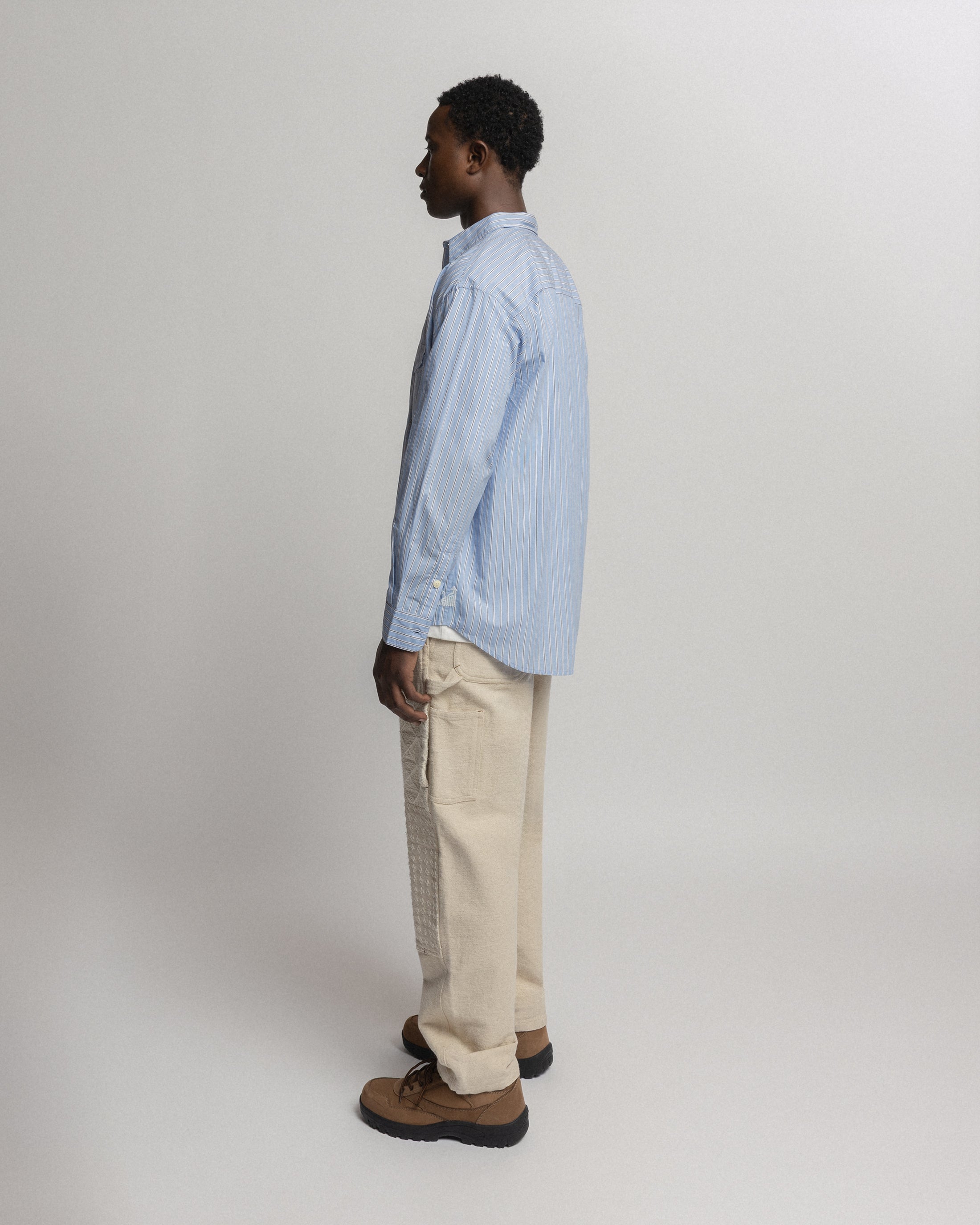 LOCUST POINT COLLAR SHIRT - ROYAL / WHITE / NAVY POPLIN STRIPE