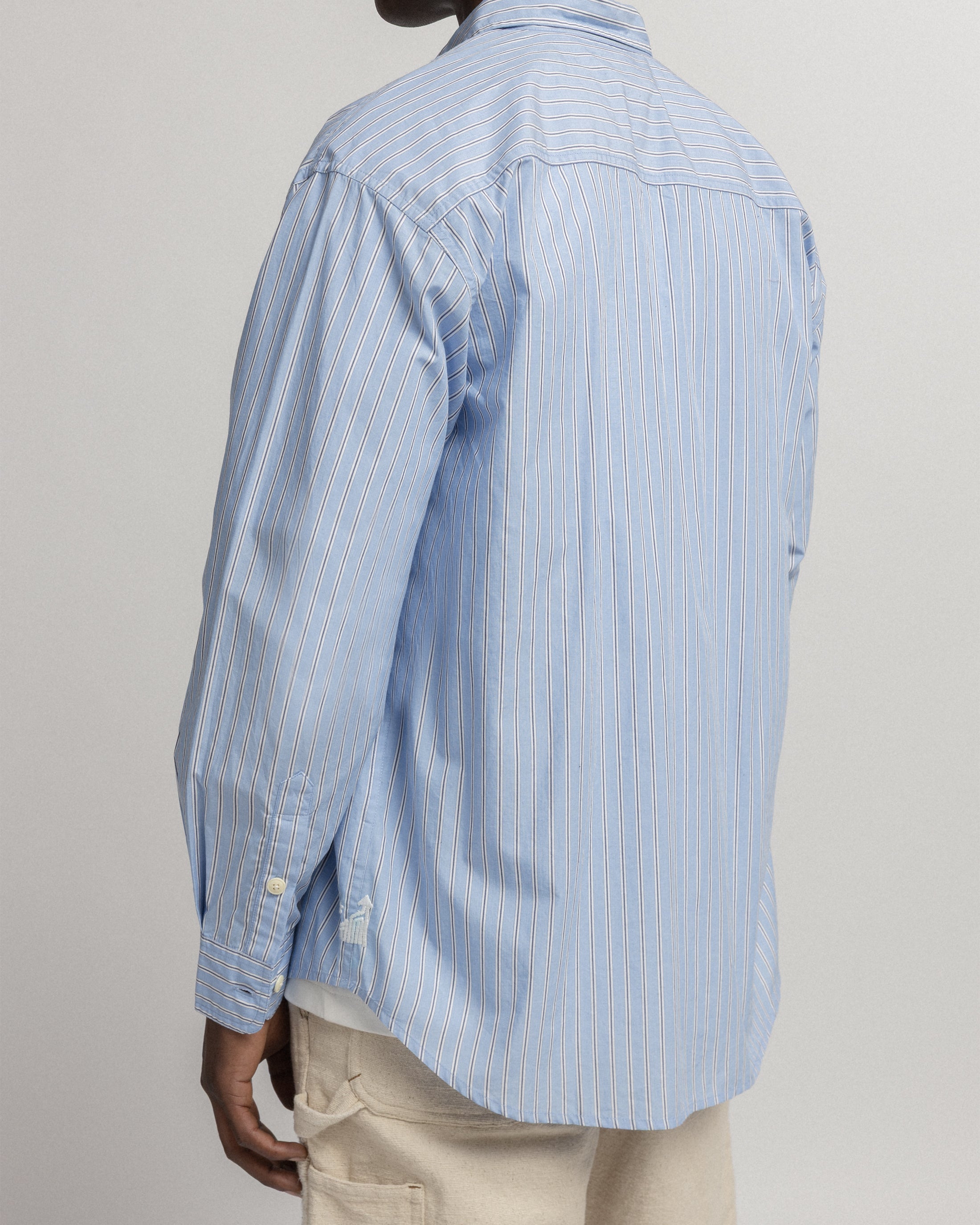 LOCUST POINT COLLAR SHIRT - ROYAL / WHITE / NAVY POPLIN STRIPE