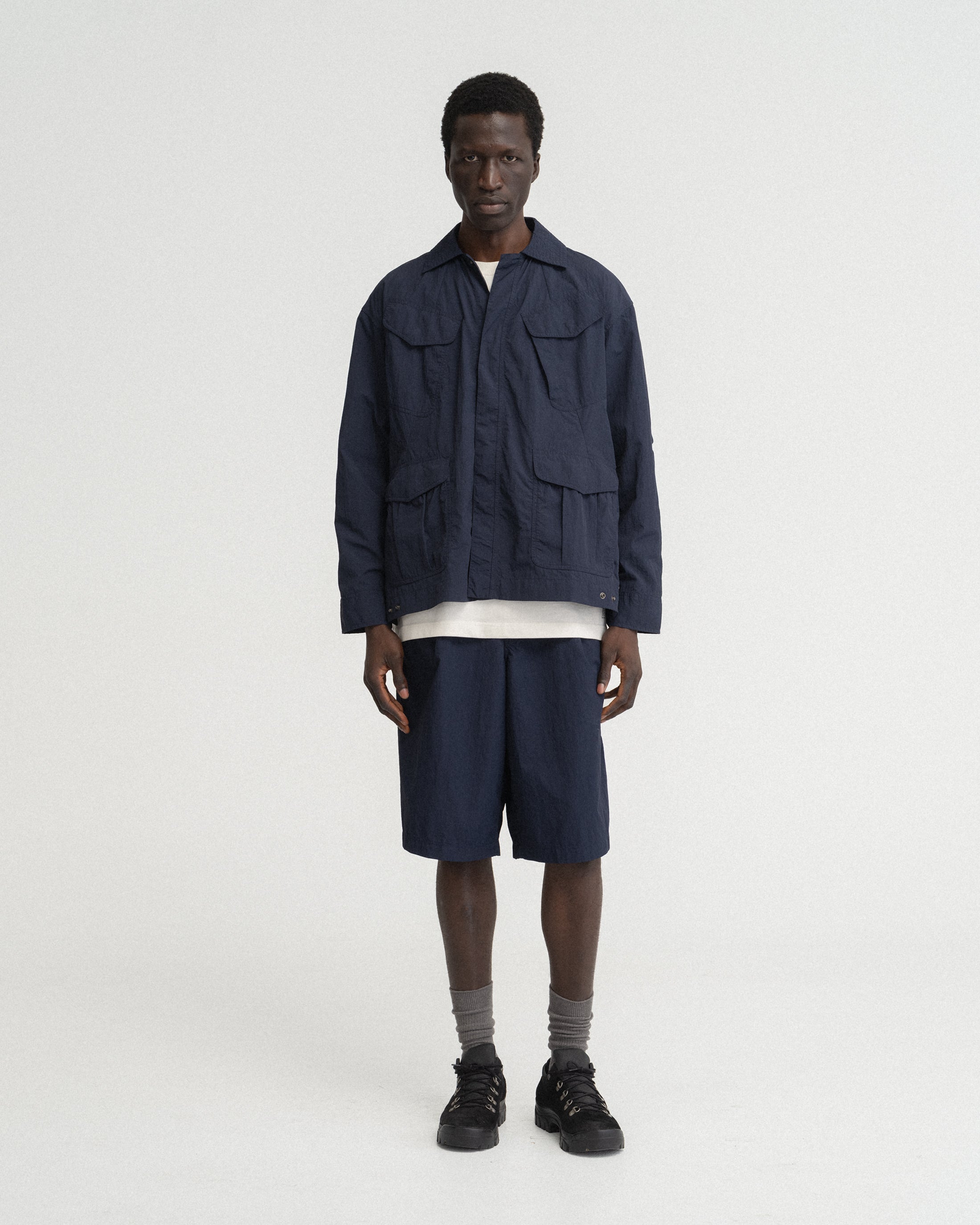 EMERY PLEATED BIG SHORTS - NAVY FEATHERWEIGHT MICRO RIPSTOP NYLON