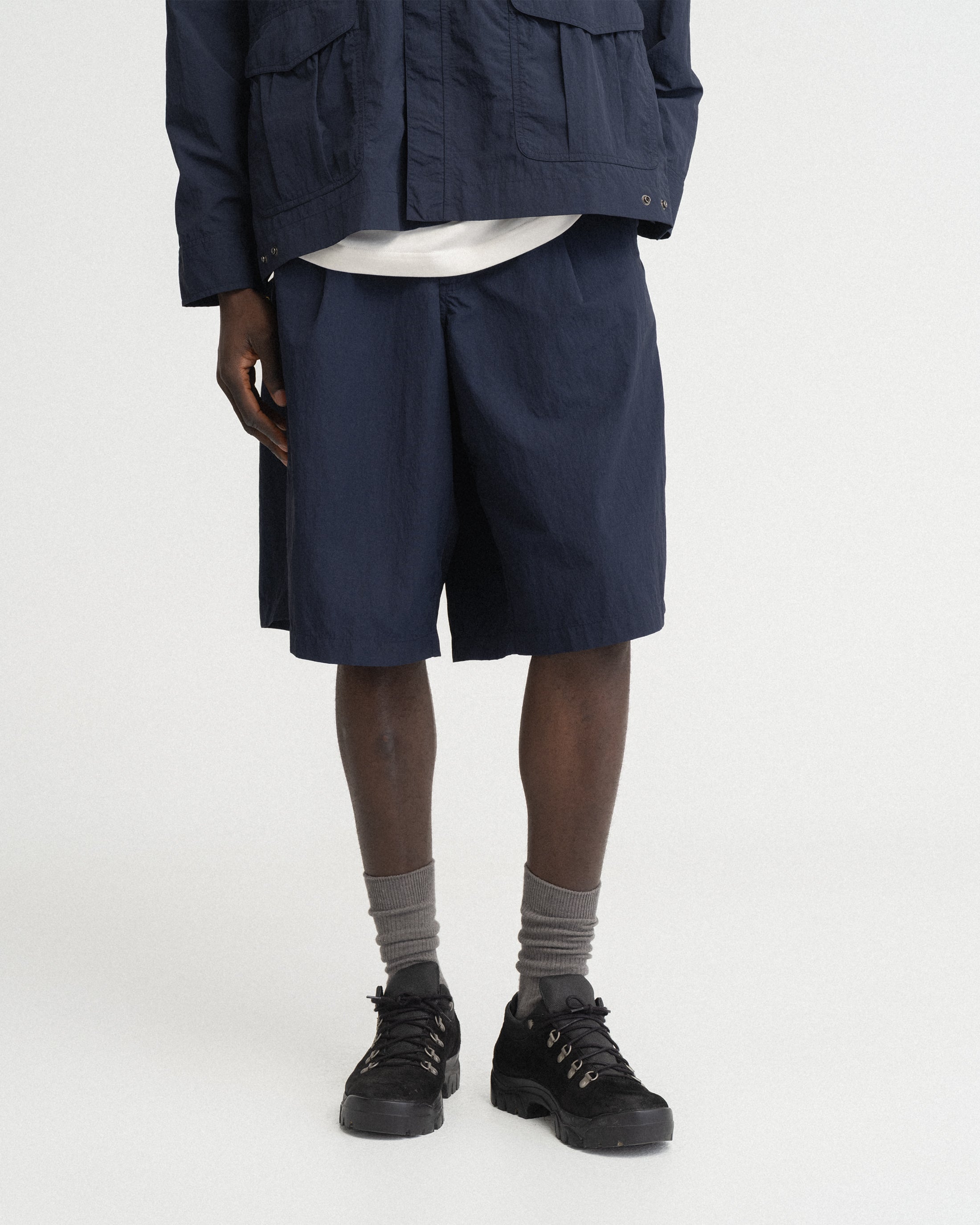 EMERY PLEATED BIG SHORTS - NAVY FEATHERWEIGHT MICRO RIPSTOP NYLON