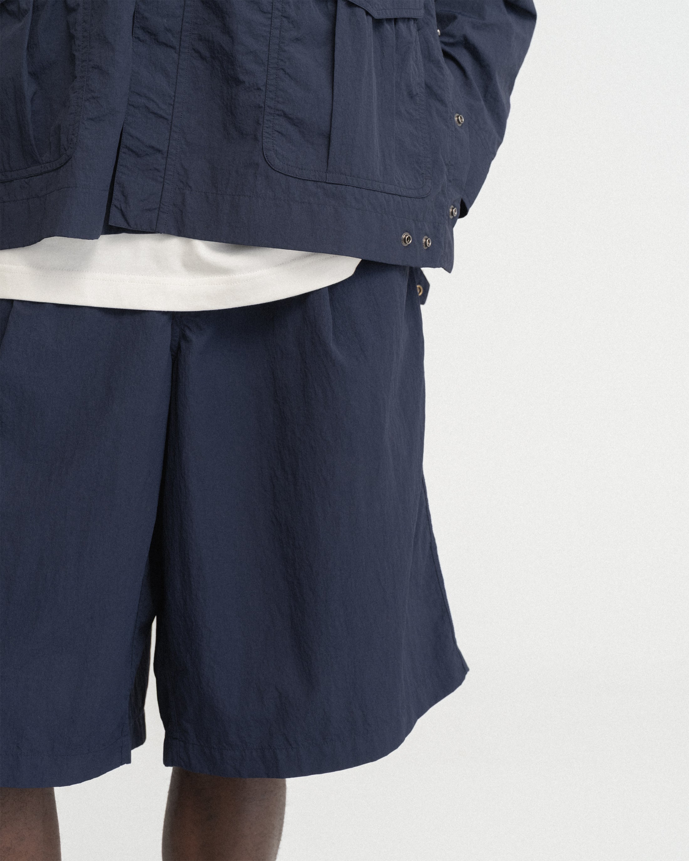 EMERY PLEATED BIG SHORTS - NAVY FEATHERWEIGHT MICRO RIPSTOP NYLON