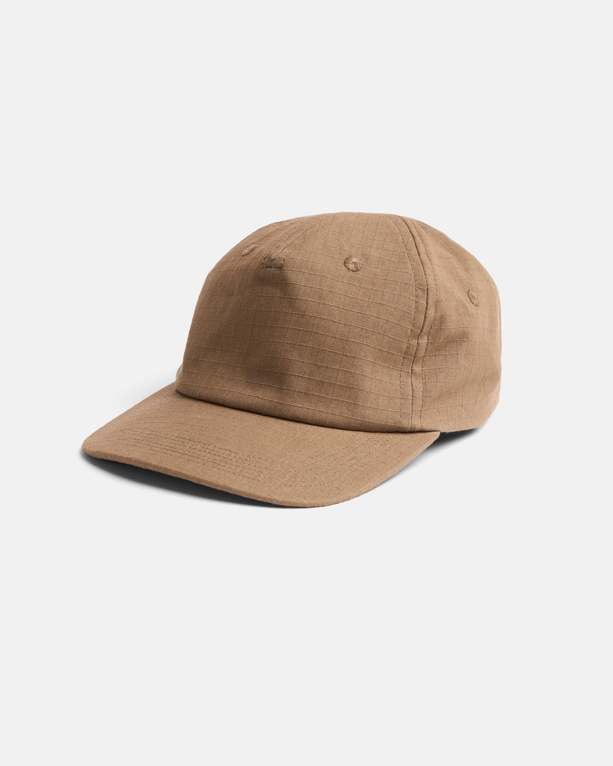 STOWE UNLINED 5 PANEL HAT - FOSSIL BROWN COTTON RIPSTOP