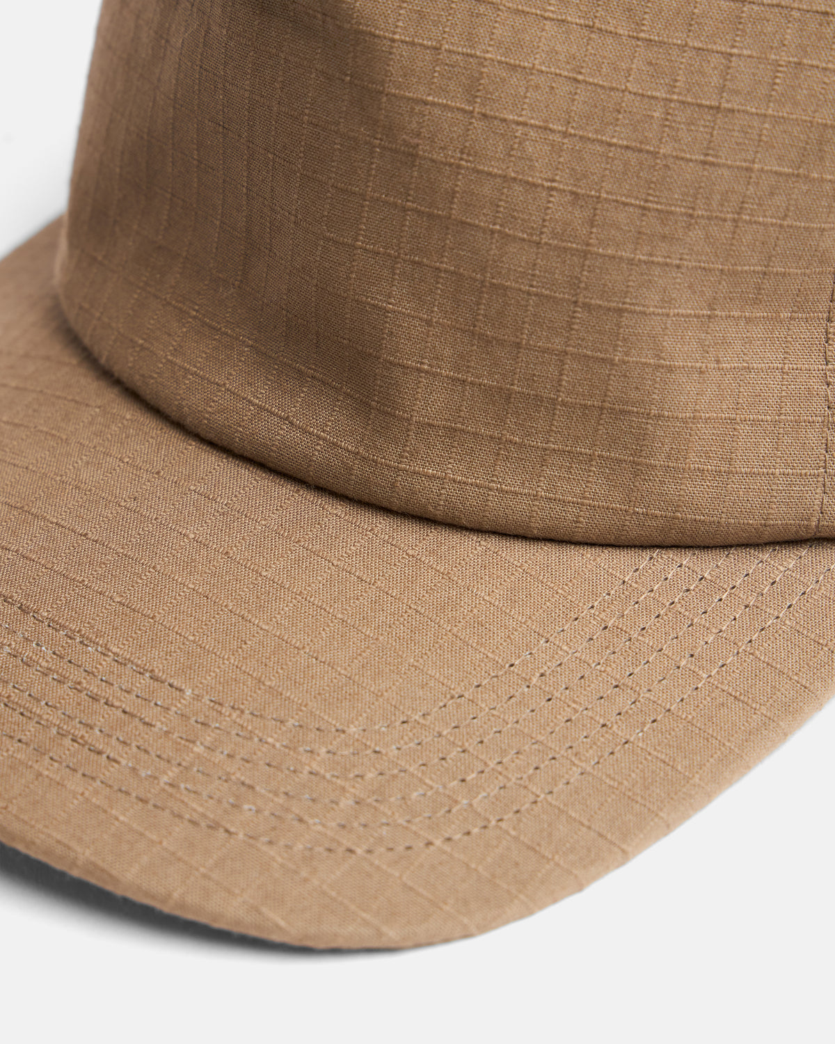STOWE UNLINED 5 PANEL HAT - FOSSIL BROWN COTTON RIPSTOP