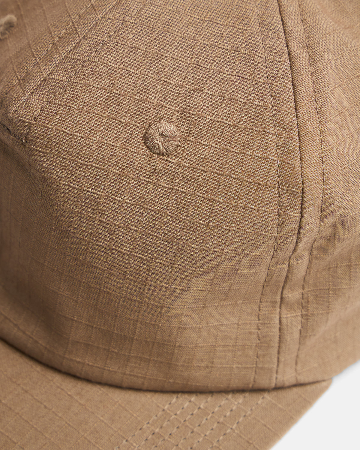 STOWE UNLINED 5 PANEL HAT - FOSSIL BROWN COTTON RIPSTOP