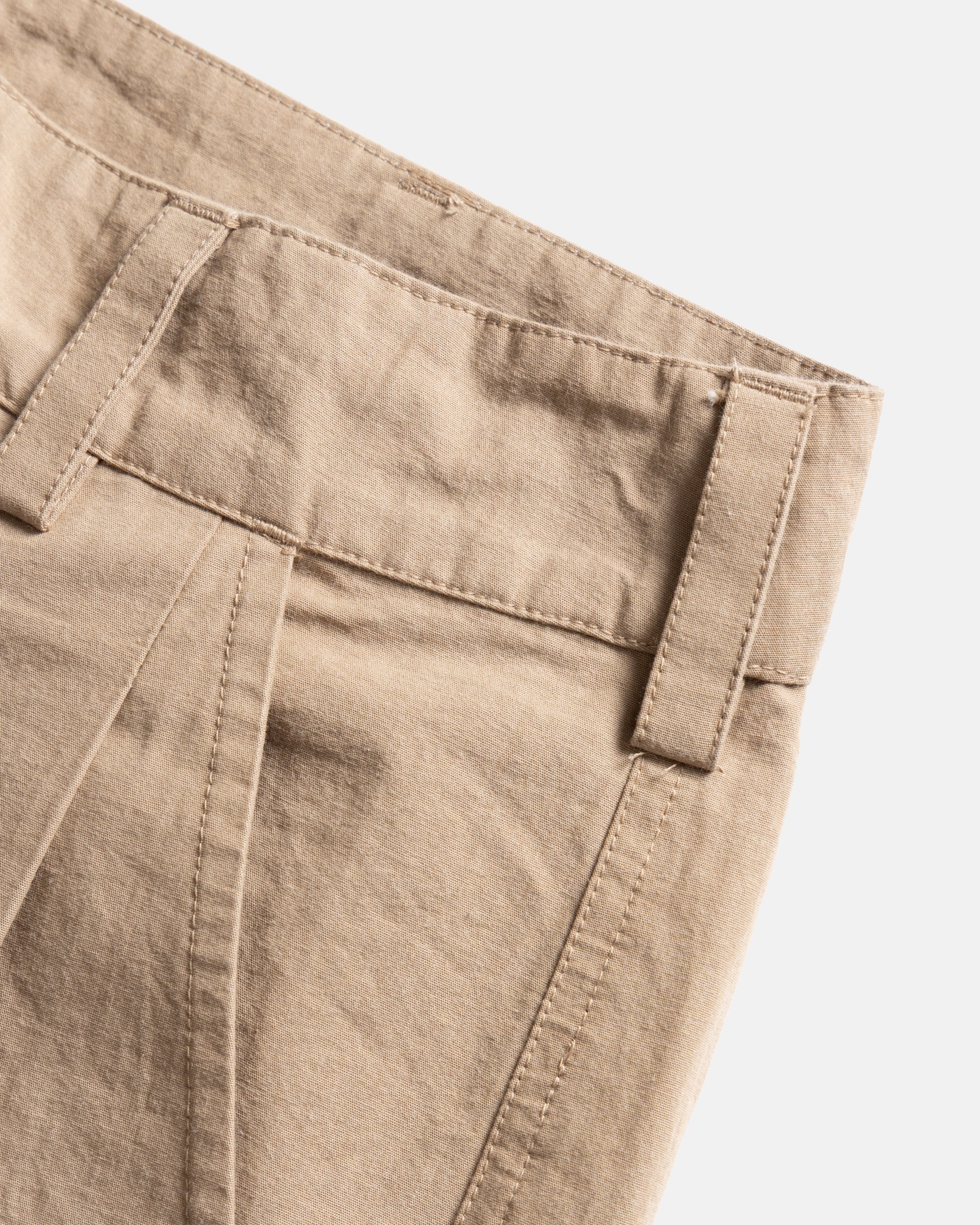 TINO DOUBLE PLEATED WIDE PANT - FADED KHAKI COTTON PLAINWEAVE