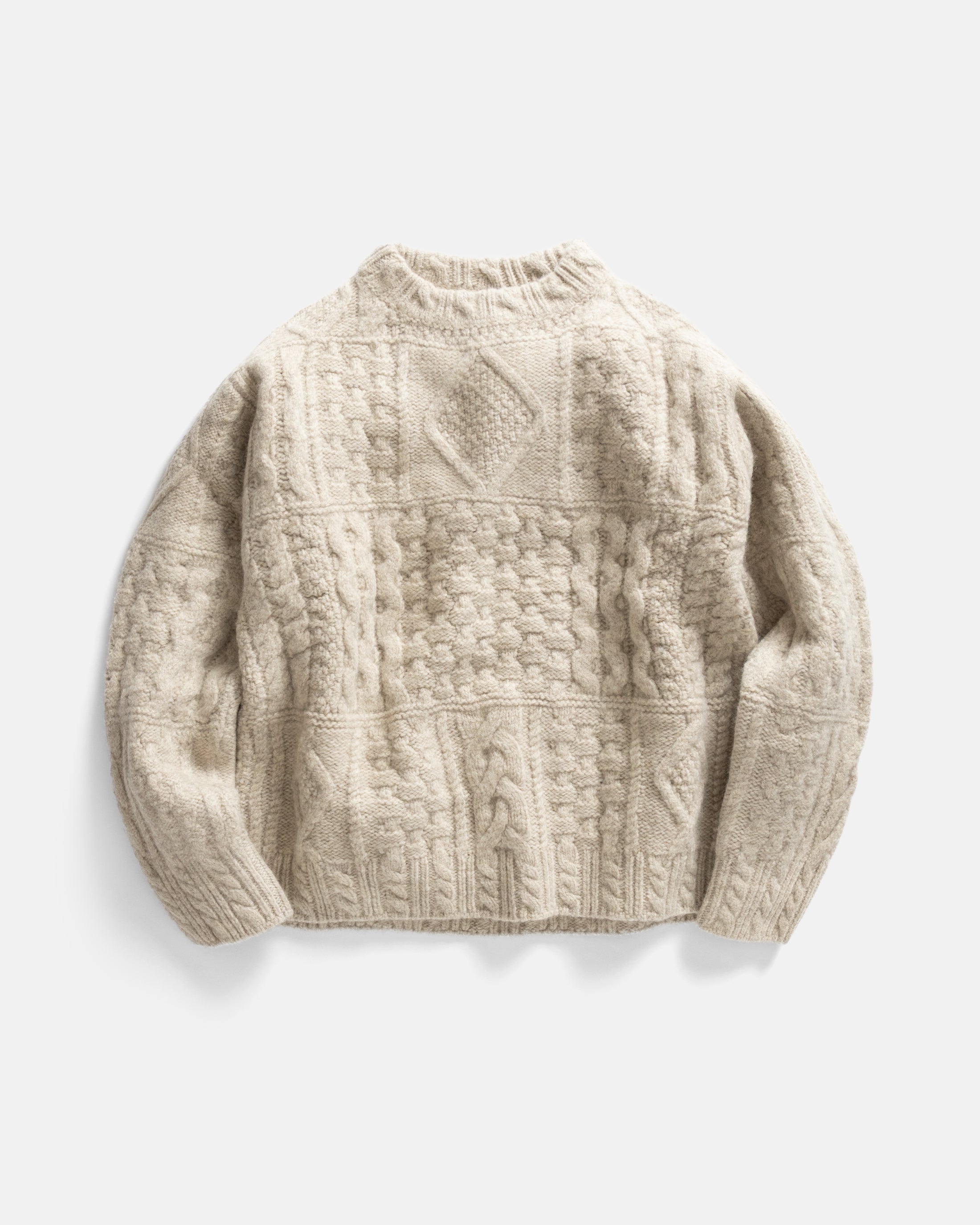 DOVER RUGGED CABLEKNIT CREWNECK SWEATER - UNDYED ANDEAN WOOL