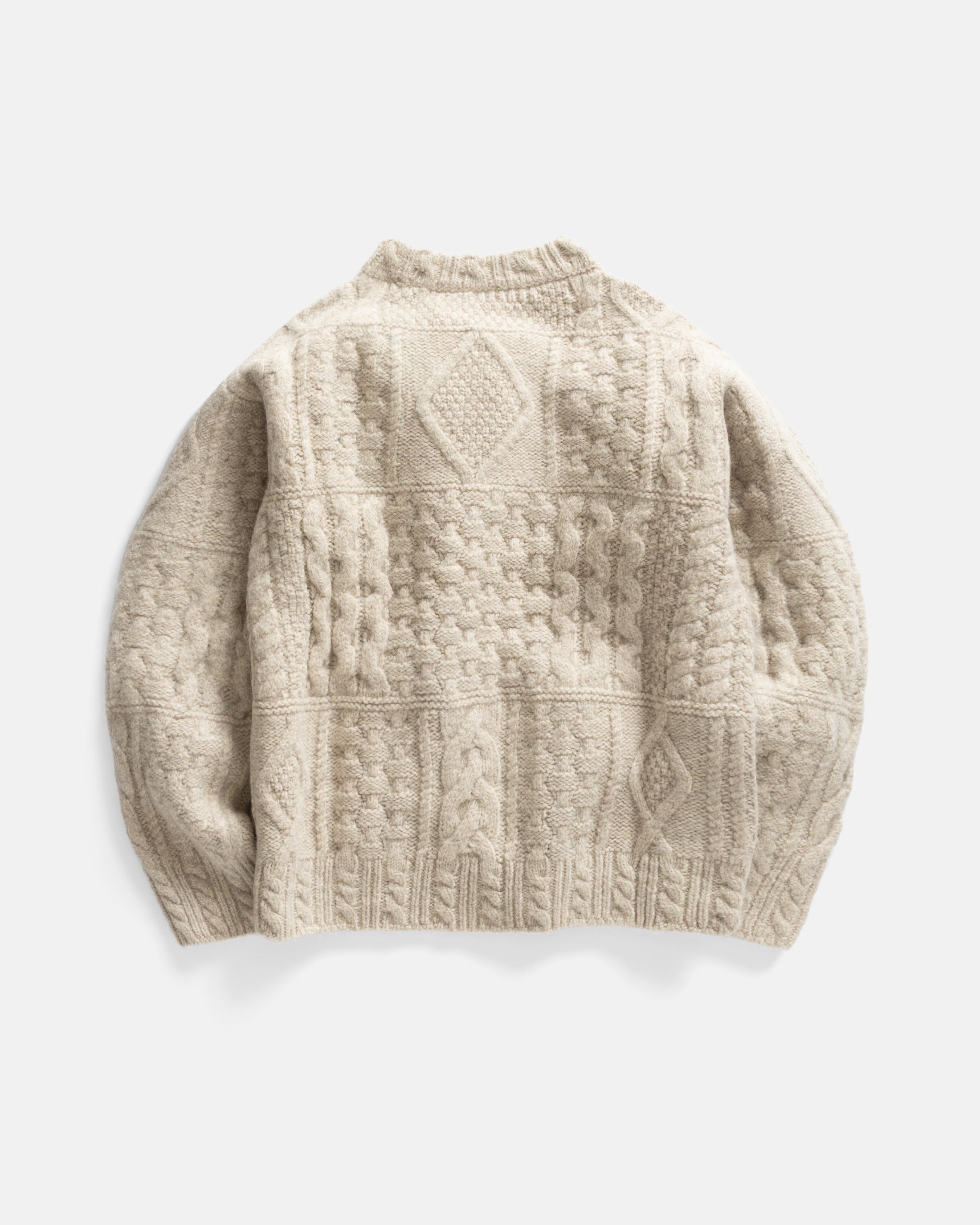 DOVER RUGGED CABLEKNIT CREWNECK SWEATER - UNDYED ANDEAN WOOL