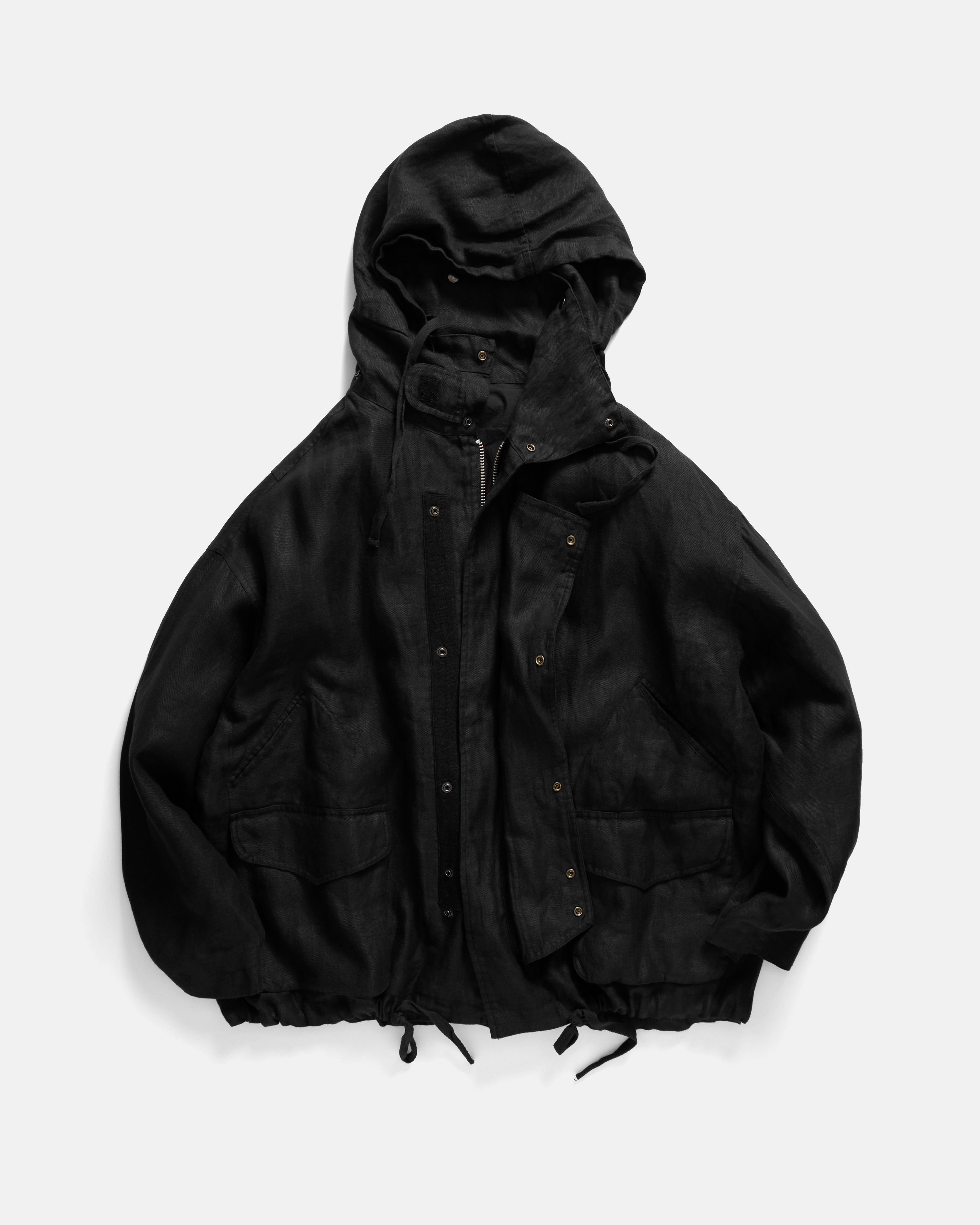 THEO GIANT SAILING PARKA - BLACK LINEN TWILL – 18 East