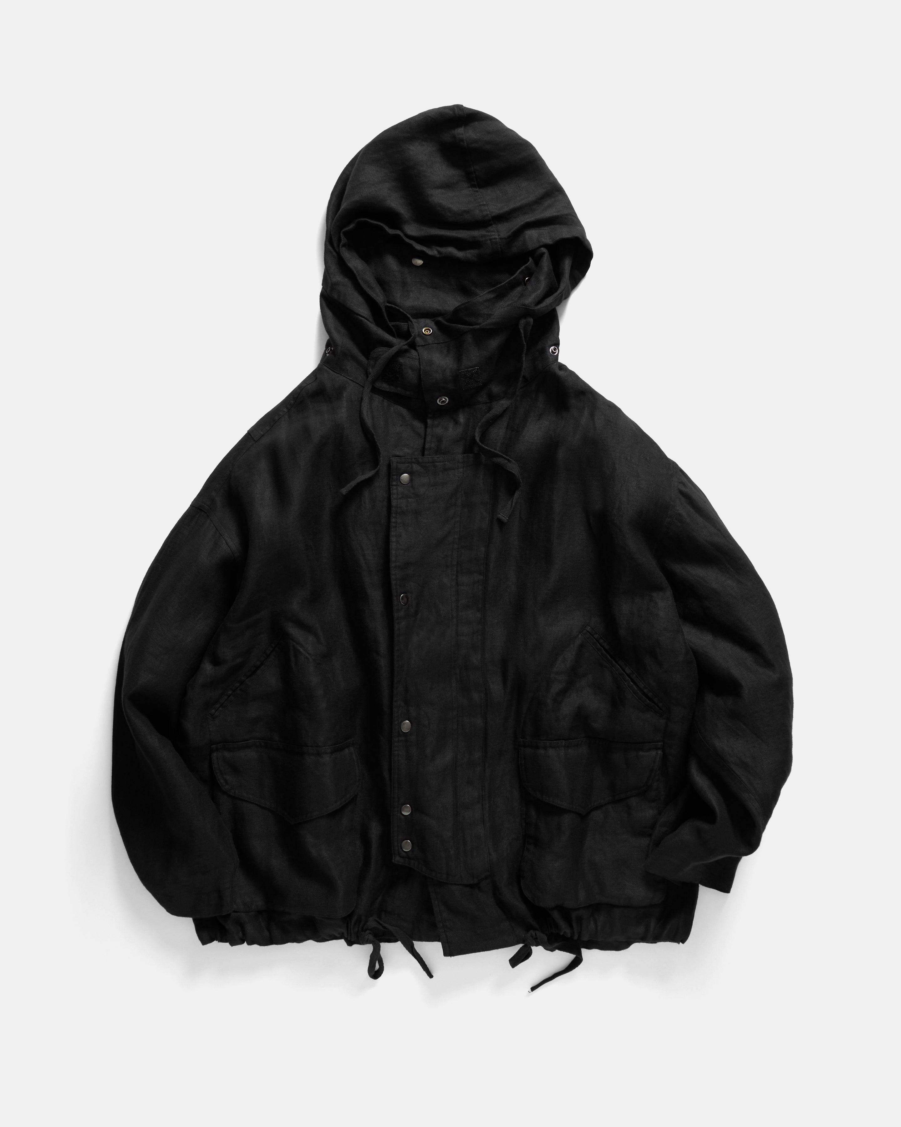 THEO GIANT SAILING PARKA - BLACK LINEN TWILL