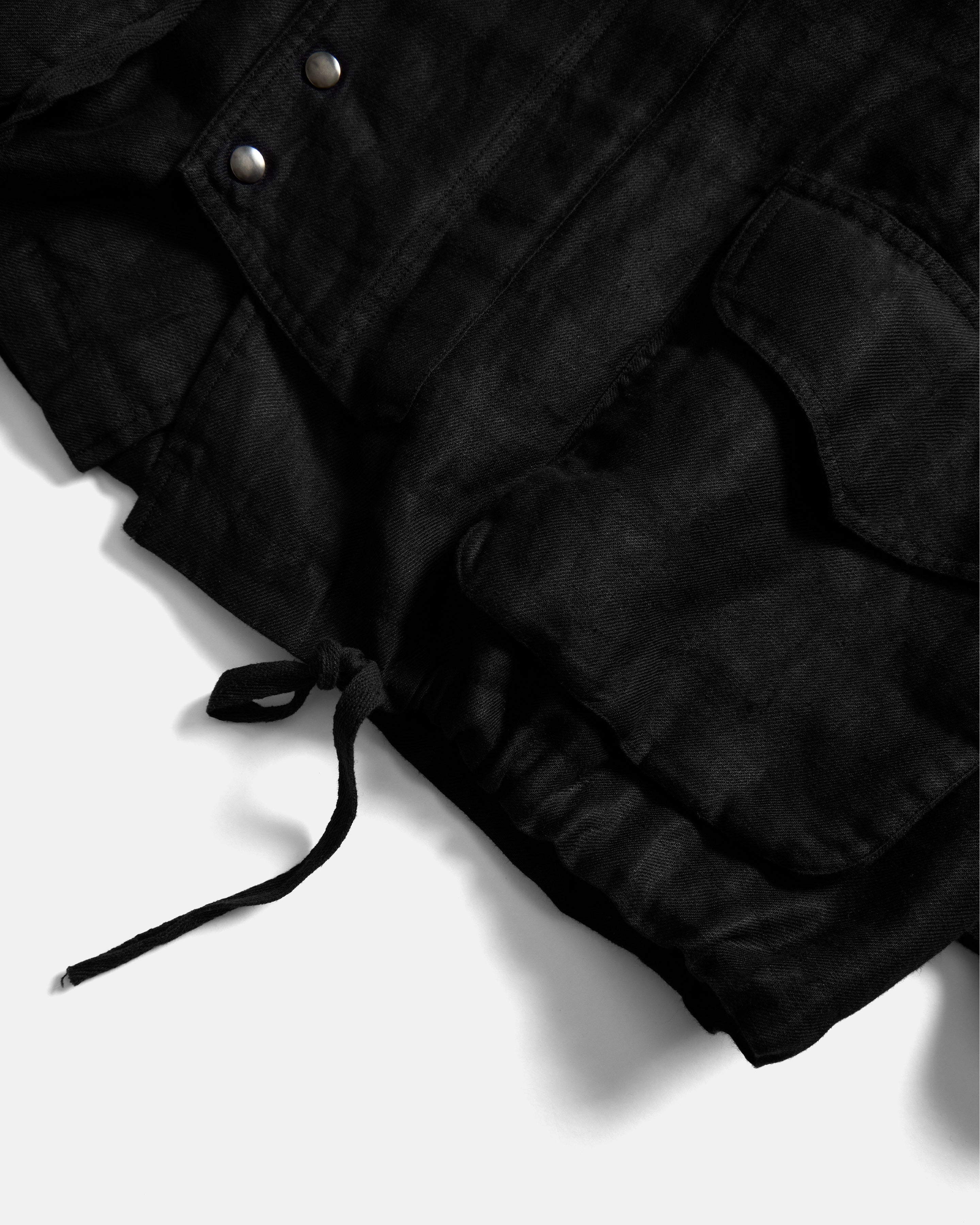 THEO GIANT SAILING PARKA - BLACK LINEN TWILL