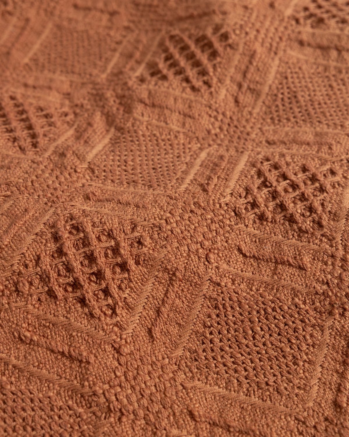THROW BLANKET - RUSSET BROWN HANDLOOM COTTON BLANKETING