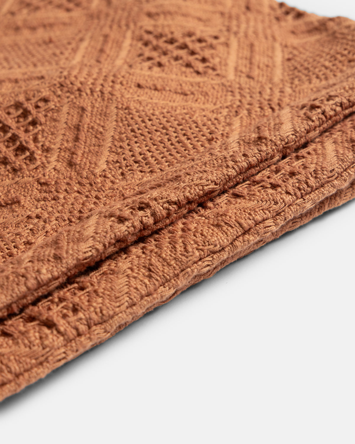 THROW BLANKET - RUSSET BROWN HANDLOOM COTTON BLANKETING